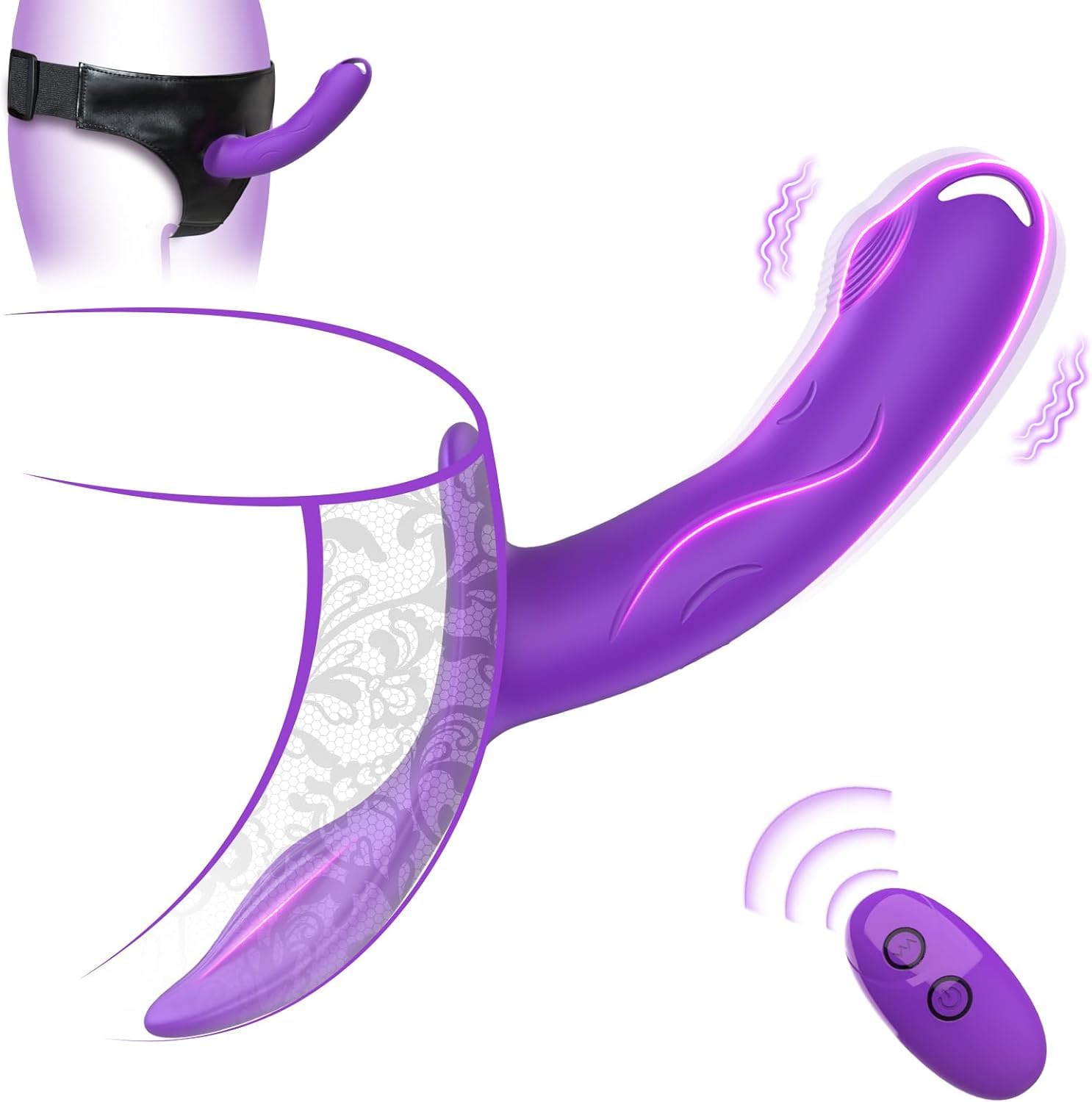 Remote Control Strap-On Vibrating Dildo with 7 Modes - Adjustable Harness Vibrator for Women & Couples - Wearable Panty Clitoral Stimulator - Perfect for Lesbian Couples & Solo Play - Enhance Intimacy & Spice Up Your Bedroom Adventures