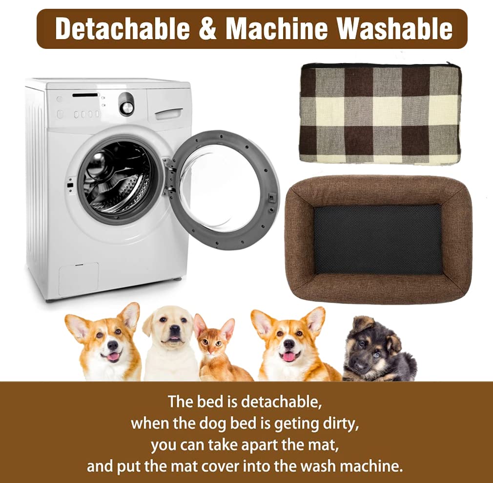 ShellKingdom Small Dog Bed & Cat Bed - Soft Removable Washable Fabric Cover, Cozy Pet Sofa for Indoor Dogs & Cats (Brown) - Perfect for Living Room, Bedroom & Pet Napping Areas