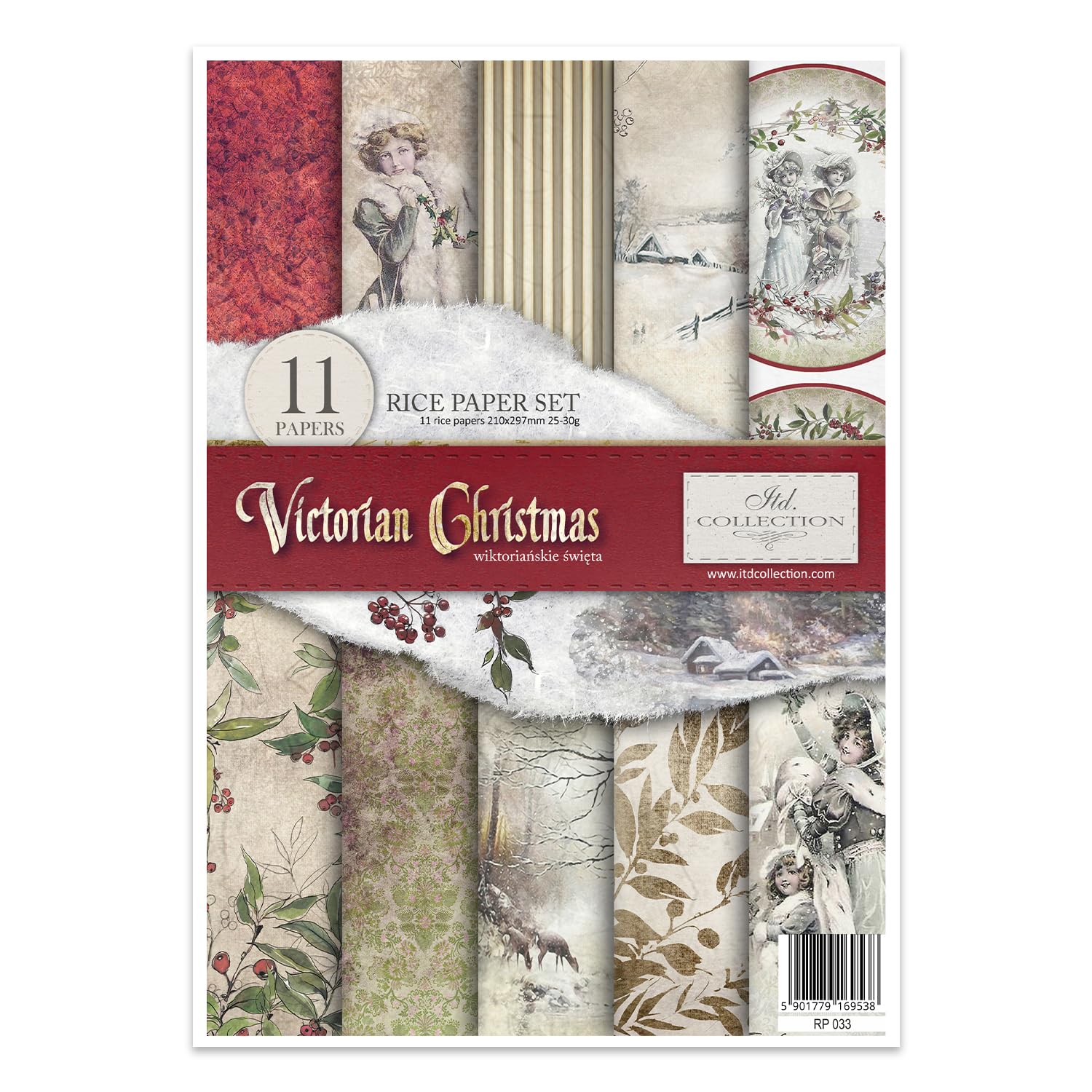 Victorian Christmas Rice Paper 29.7 x 21 cm (11.7 x 8.3 Inches) RP033 - Premium Holiday Scrapbooking, Card Making & DIY Craft Supplies for Festive Decorations