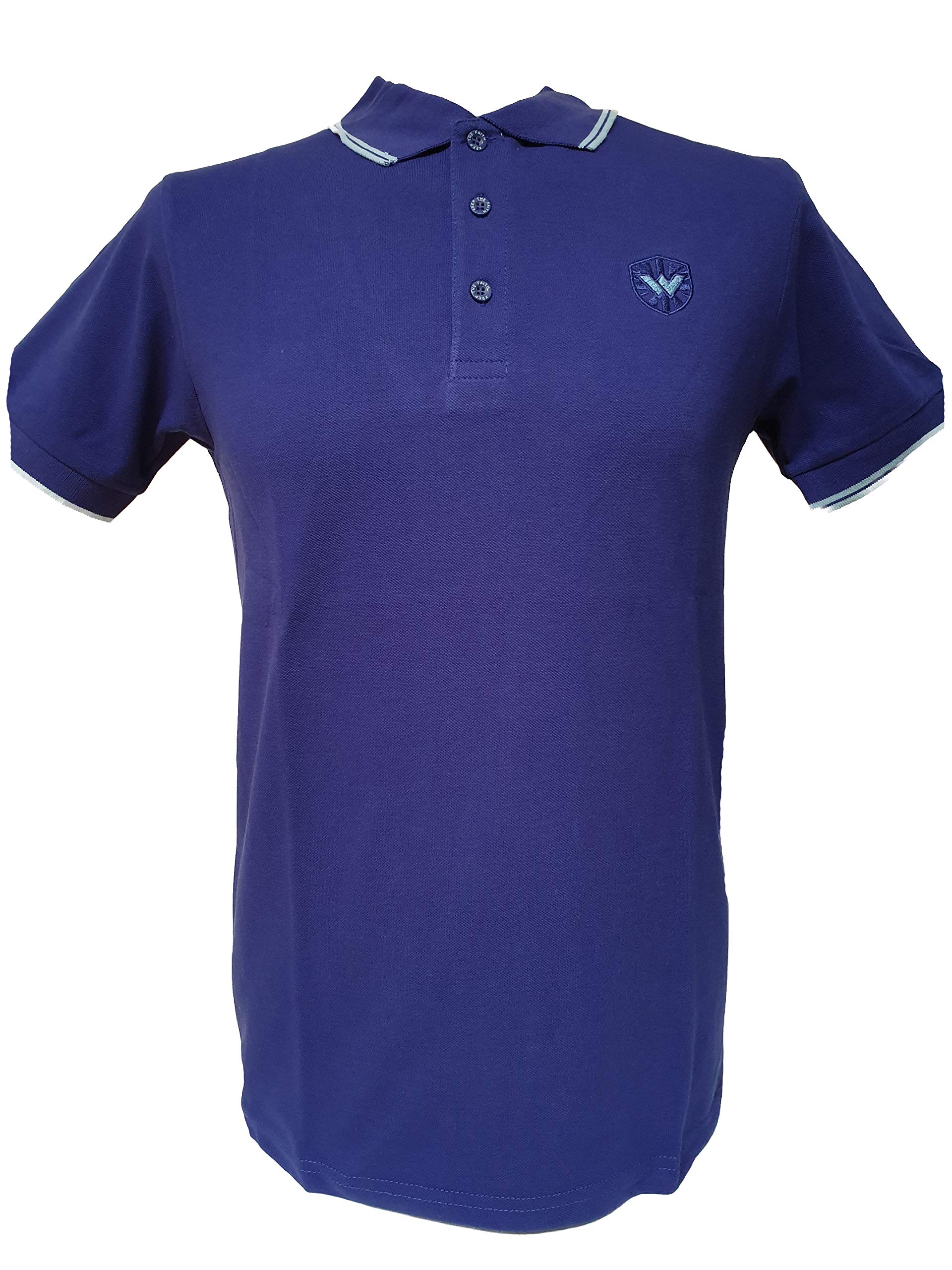 Warrior Clothing England Men's Slim-Fit Pique Polo Shirt - Cobalt Blue Punk Style for Casual & Business Wear | Gym, Office, Party Outfits