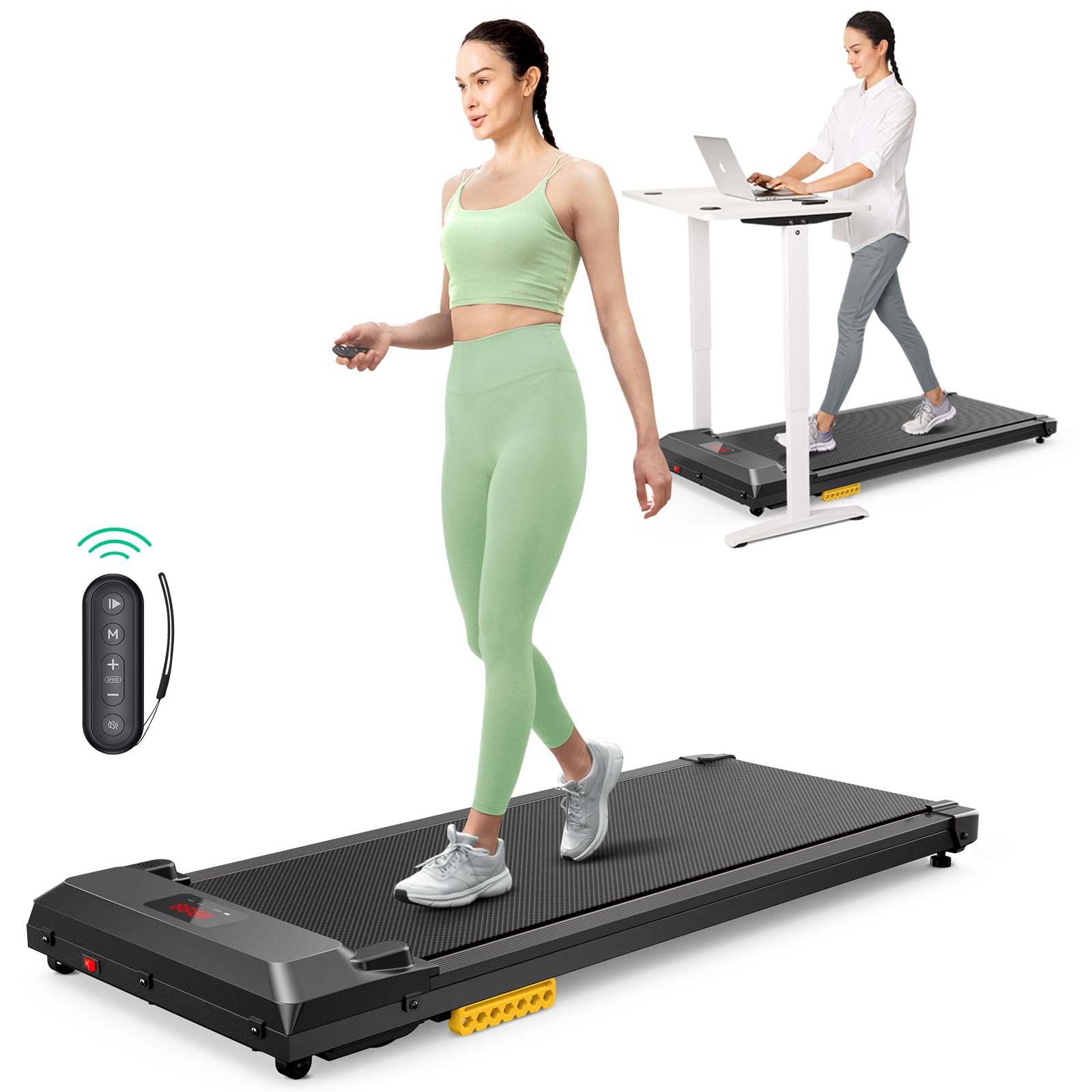 UREVO 2-in-1 Under Desk Treadmill & Walking Pad - Portable Electric Treadmill with Remote Control & LED Display for Home & Office Use - Perfect for Work from Home, Office Exercise & Small Space Workouts