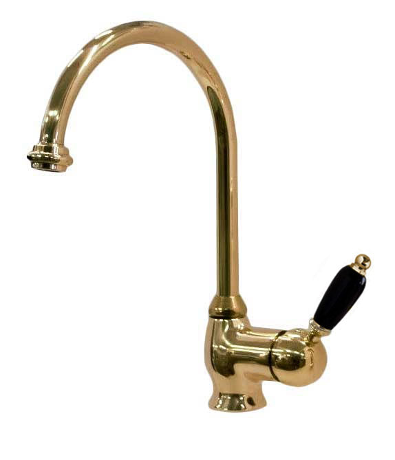 Finsbury Brass Kitchen Faucet with Black Handle - High-Quality Mixer Tap for Modern Sinks | Perfect for Home Renovation & Daily Dishwashing