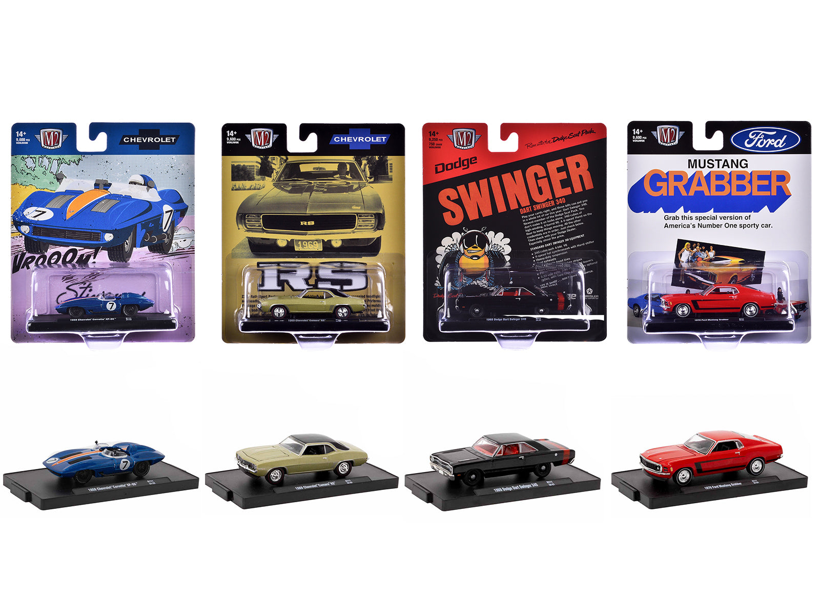 M2 Machines 1/64 Scale Diecast Model Cars - Auto Drivers Limited Edition Set of 4 (Worldwide Release of 9600 Pieces) - Perfect for Collectors, Display Cases, and Diecast Car Enthusiasts