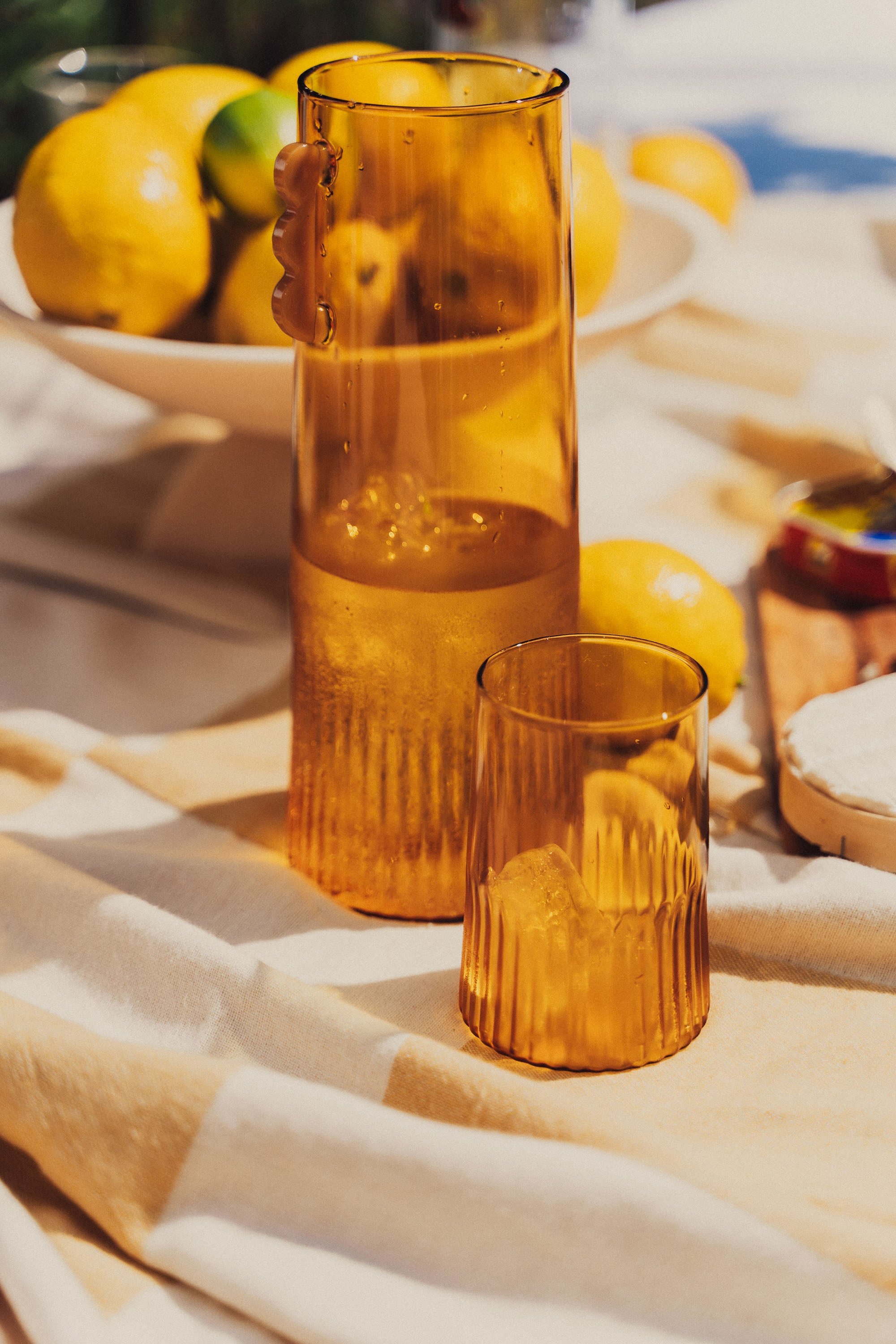 Kairos Large Water Glass Set of 2 - 20oz Yellow Topaz Drinking Glasses for Home, Office, or Restaurant Use - Durable & Stylish Glassware for Water, Juice, and Beverages