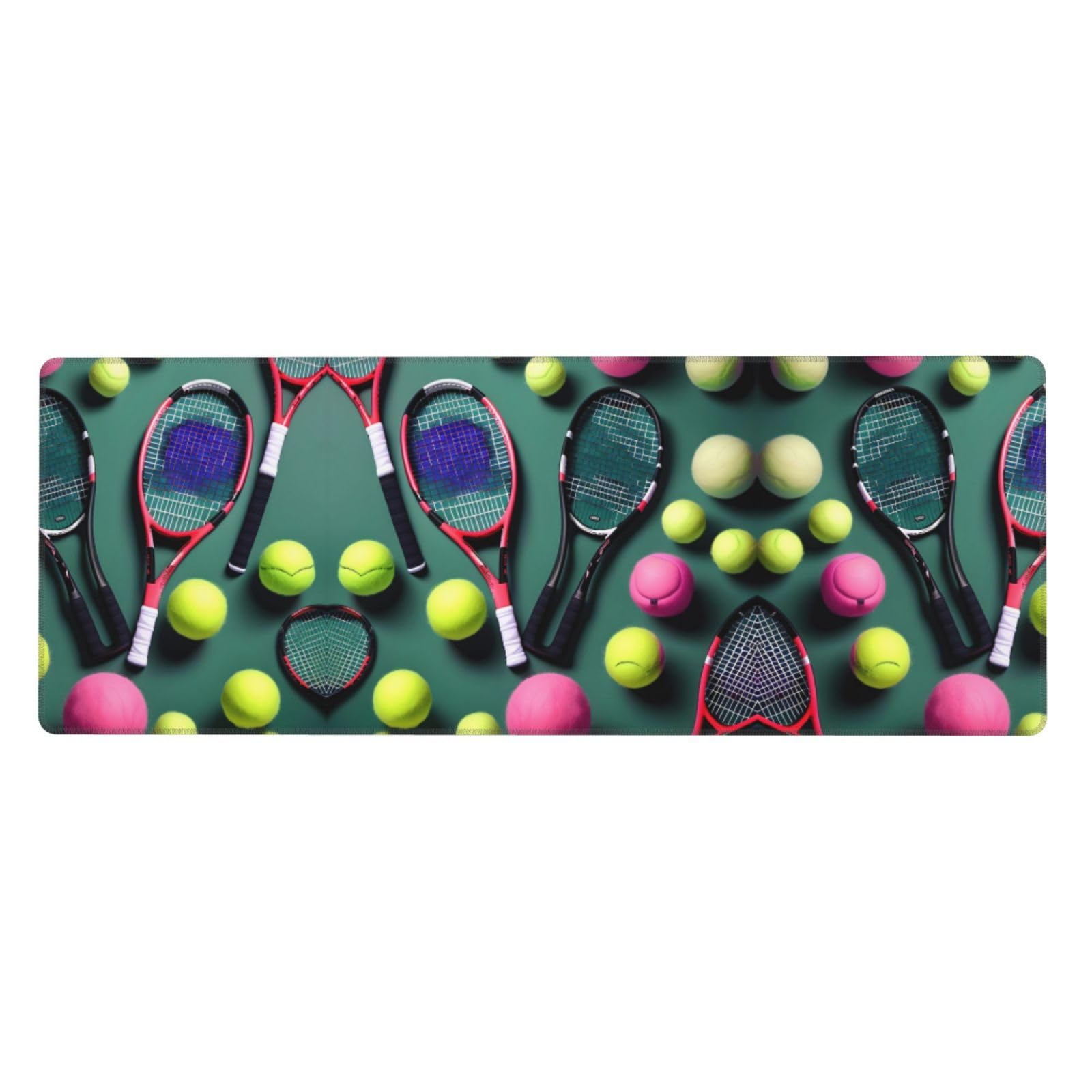 Berbo Funny Tennis Racquets & Balls Large Rubber Keyboard Mat - Professional Gaming Mouse Pad, Waterproof Desk Mat for PC/Laptop - Perfect for Office, Gaming & Home Workspace