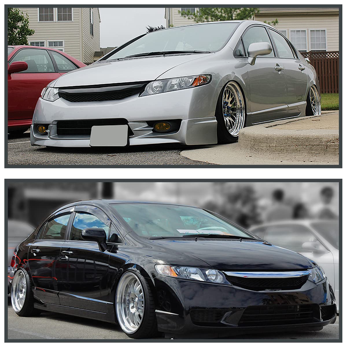 Spec-D Tuning Black Headlights for 2006-2011 Honda Civic 4-Door Sedan - Left & Right Pair Headlight Assembly - Upgrade Your Ride with Stylish Nighttime Visibility
