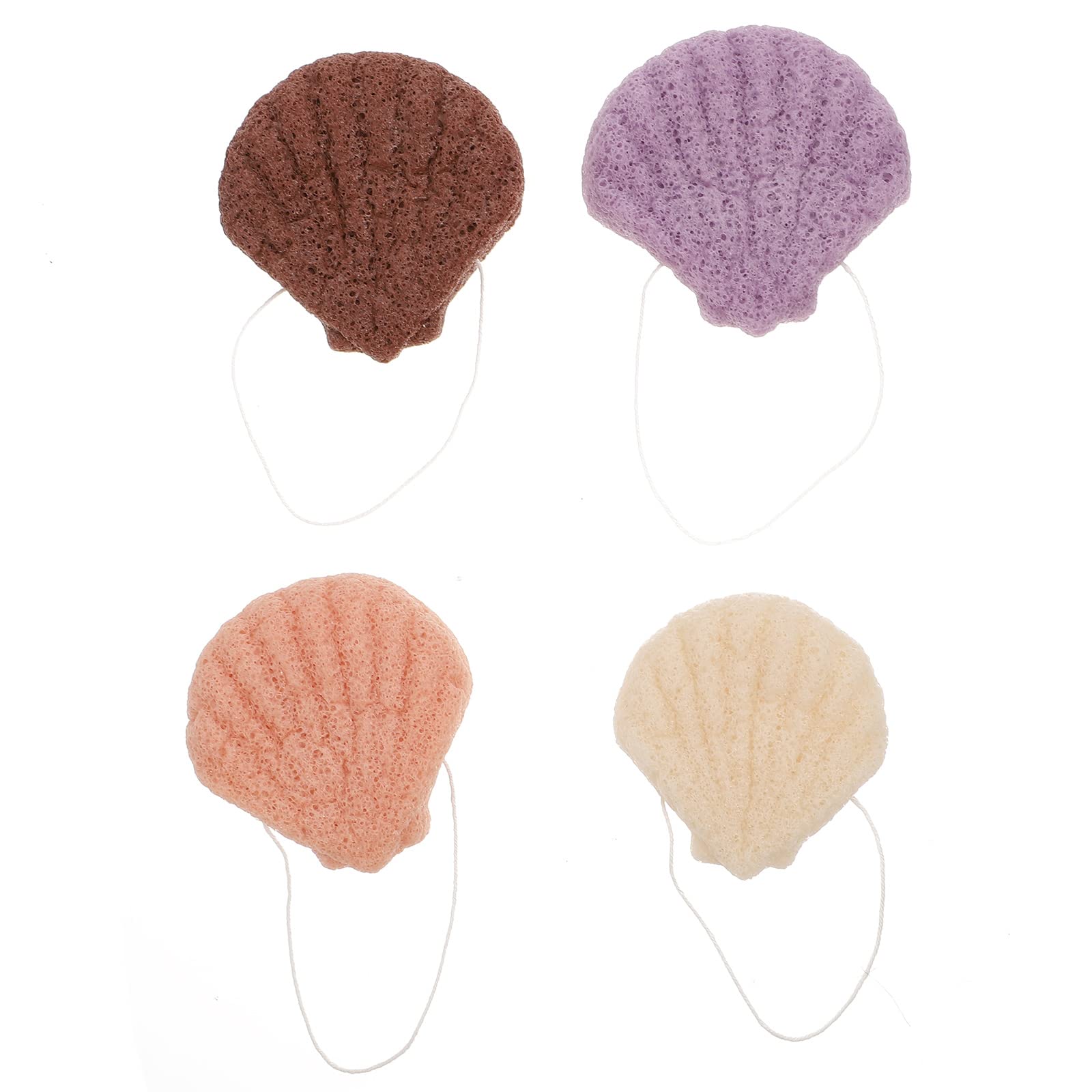 EXCLUZO 4-Pack Konjac Facial Sponges - Gentle Skin Cleansing Puffs for Sensitive Skin | Home & Travel Use, Daily Face Wash & Makeup Removal