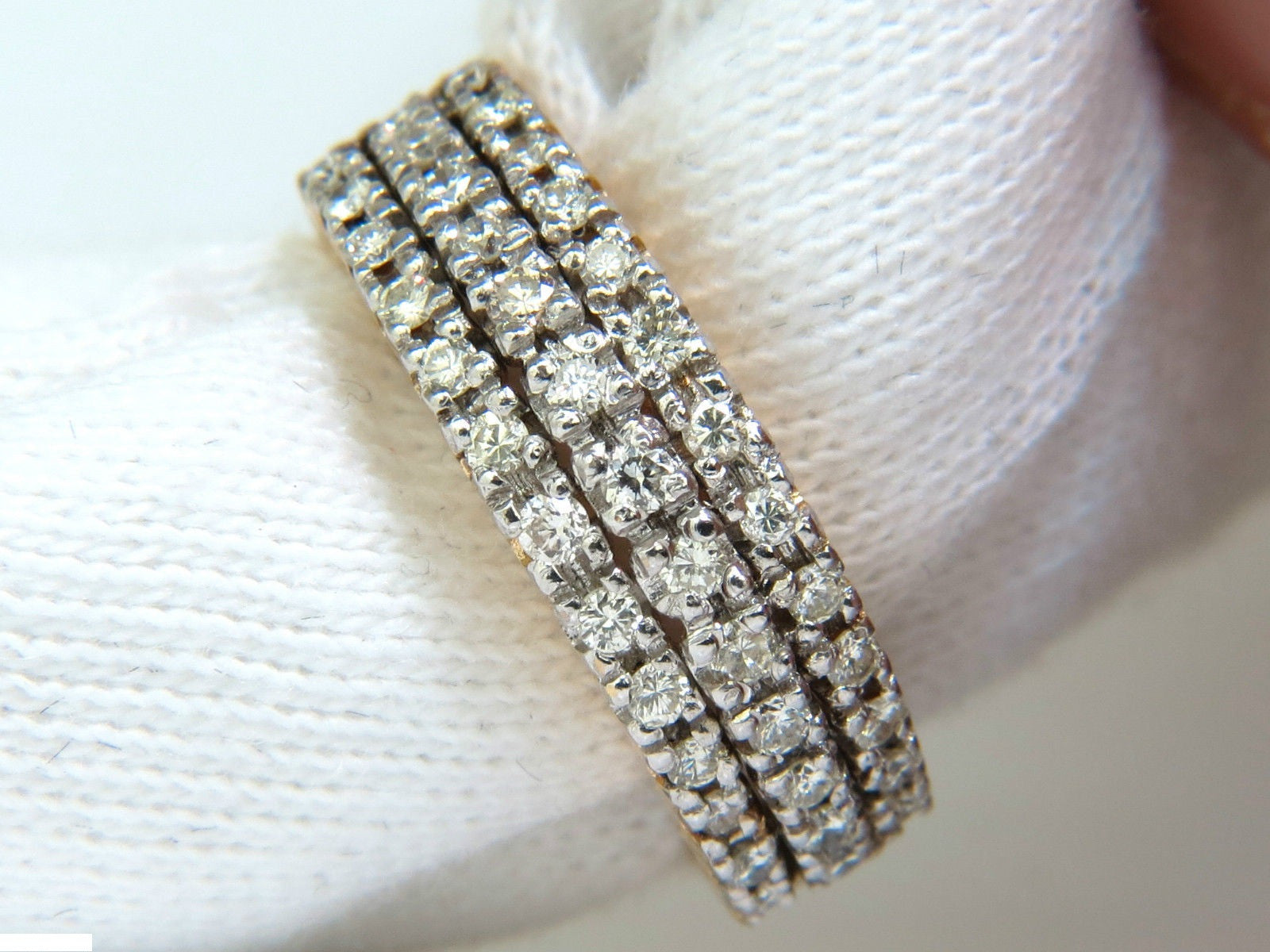 1.23CT Diamond Band Ring - 14KT Gold H/VS Quality Classic 3 Rows Wedding Ring for Women, Anniversary Gift, Bridal Jewelry, Everyday Elegance