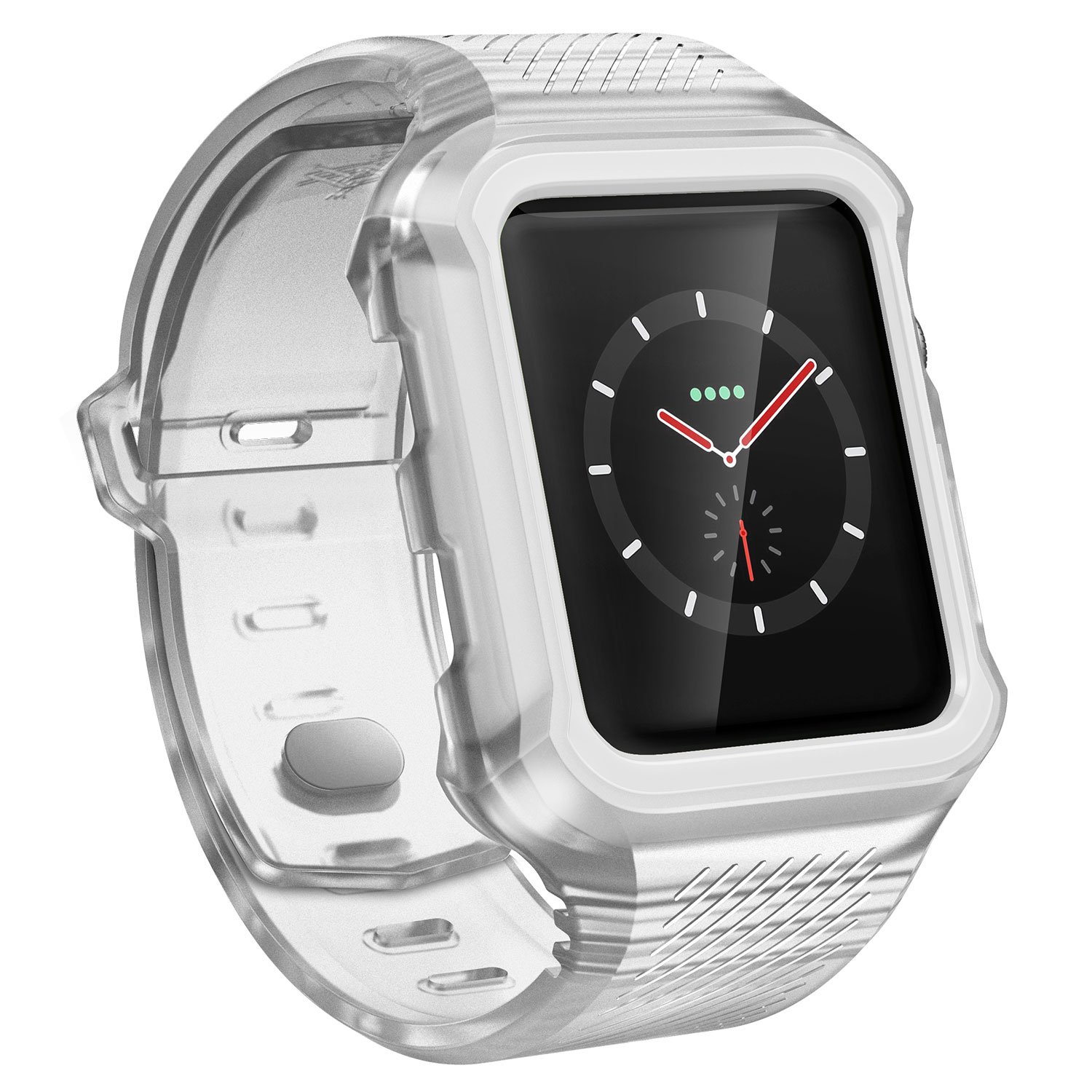 X-Doria Rumble Band Replacement Strap for 38mm Apple Watch - Soft, Comfortable, Shockproof & Durable Sport Watch Band (White/Clear) | Perfect for Running, Gym Workouts & Outdoor Activities