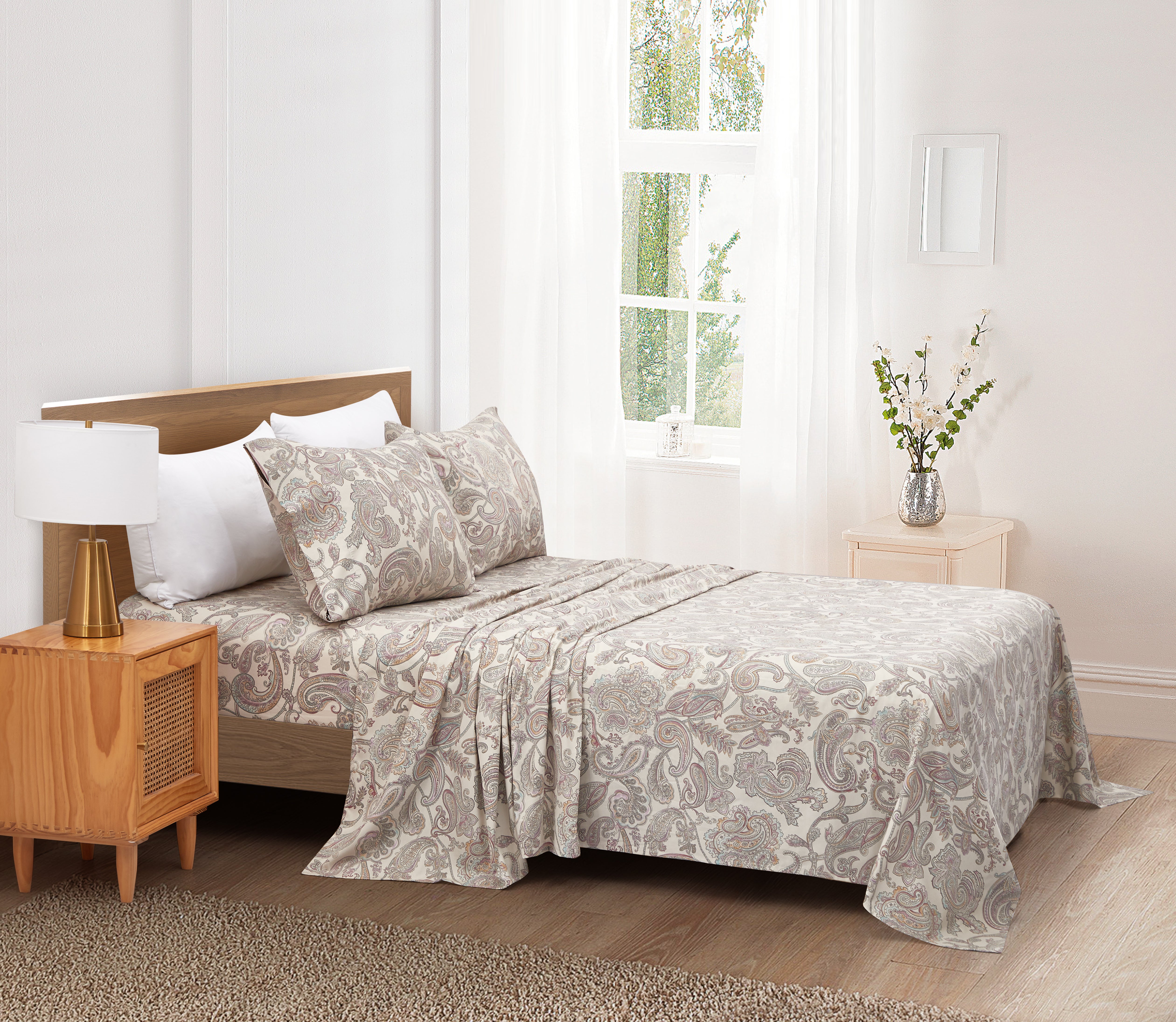 400 Thread Count Printed Cotton Sheet Set - Soft & Breathable Bedding for a Comfortable Sleep - Perfect for Master Bedroom, Guest Room & Dorm