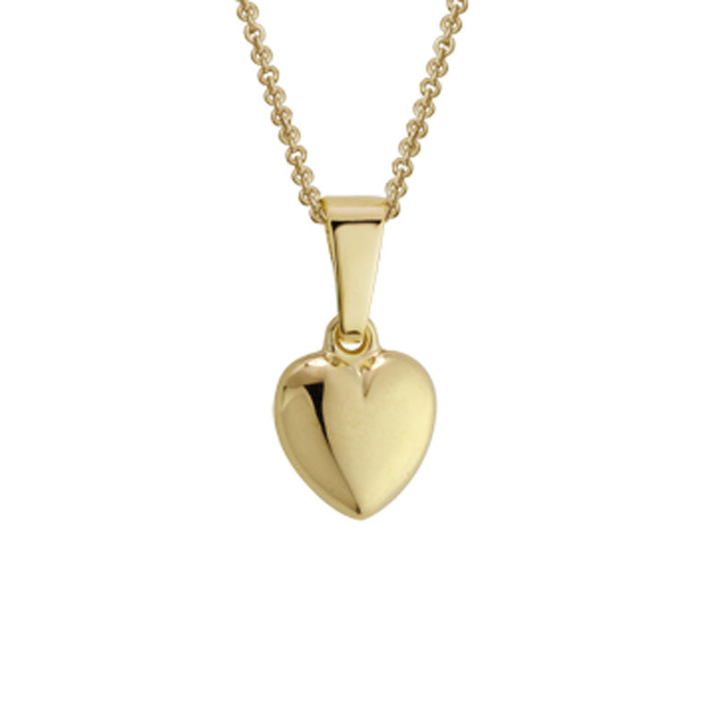 14K Yellow Gold Puffy Heart Pendant Necklace for Kids - Elegant Children's Jewelry Gift for Birthdays, Christmas & Special Occasions