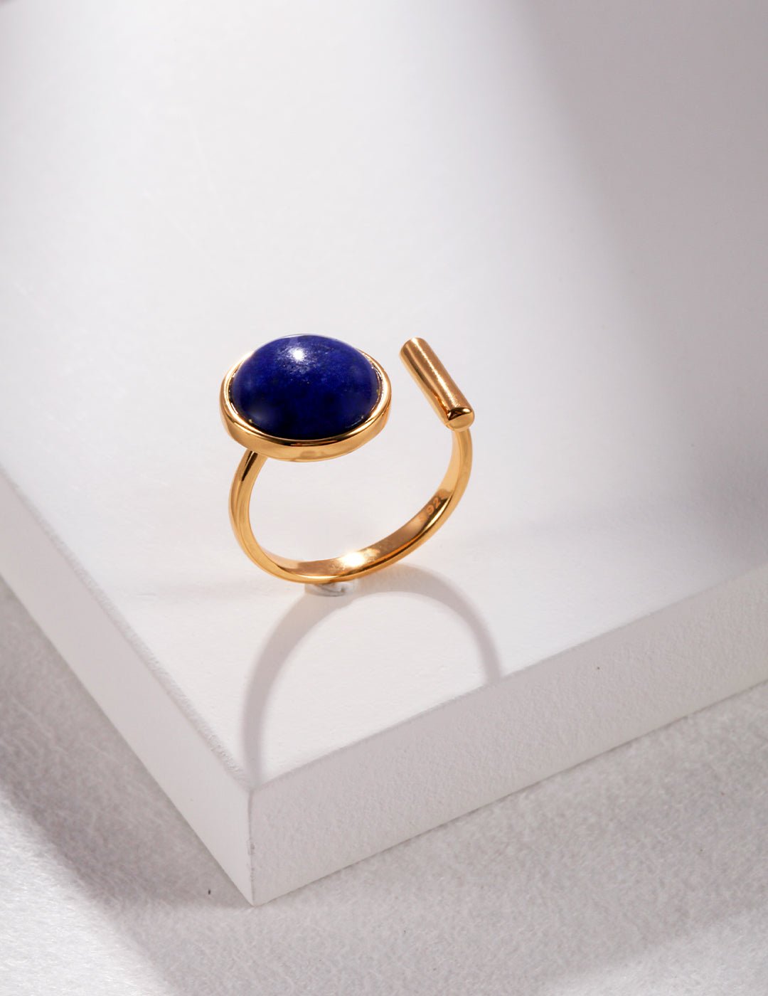 Natural Lapis Lazuli T-Shaped Ring for Women - Healing Crystal Jewelry for Meditation, Yoga & Spiritual Energy - Elegant Boho Style Statement Ring