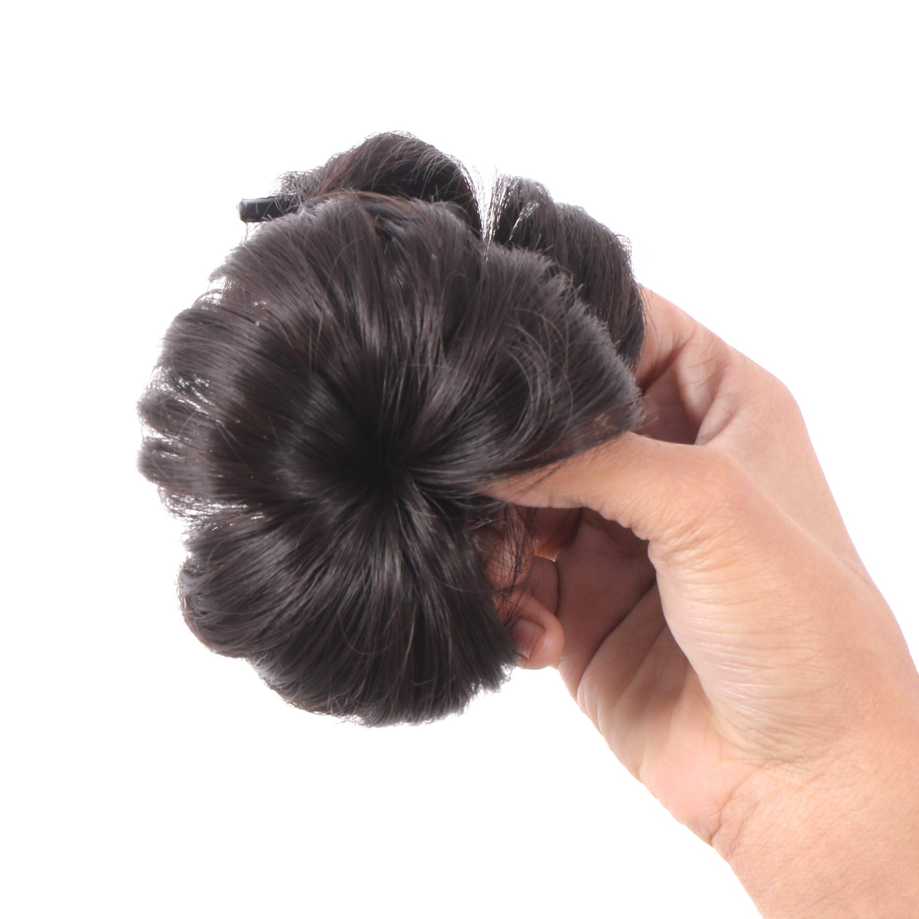 NAVMAV Claw Clip for Messy Bun - Wavy Curly Hair Clip in Chignon Ponytail Updo Hair Extensions for Women (Black 09) | Perfect for Casual Outings, Work & Special Occasions