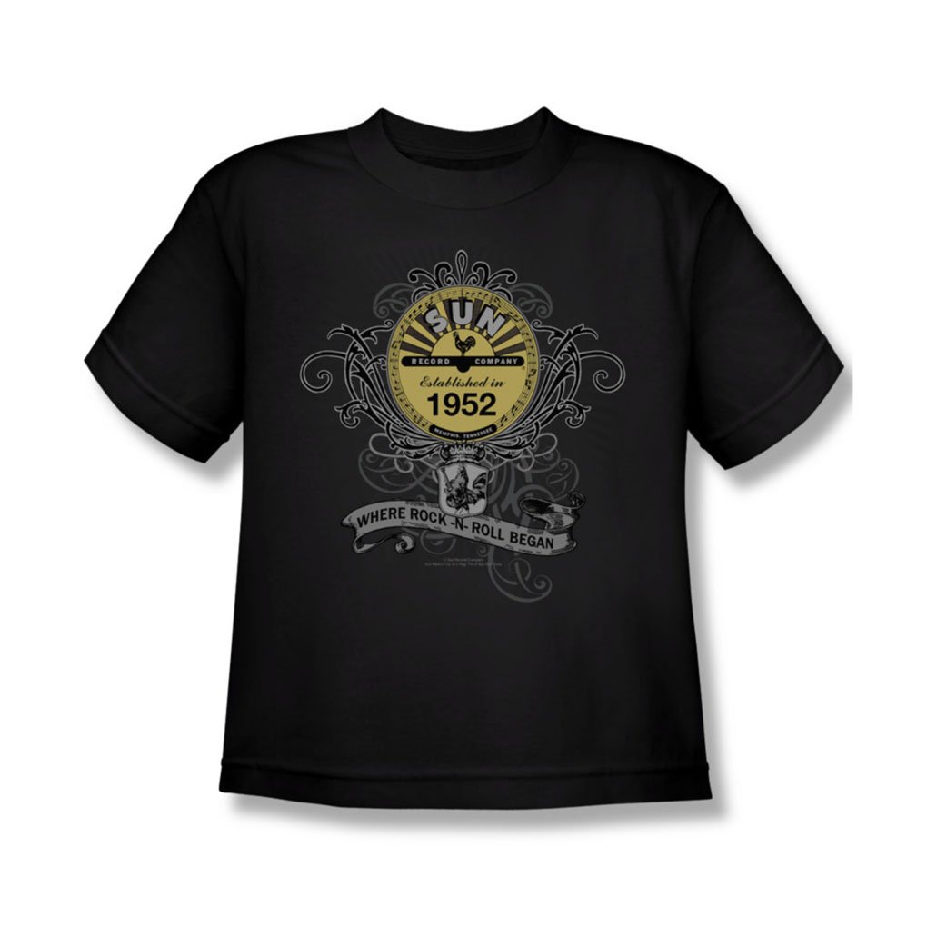 Sun Records Rockin' Scrolls Youth T-Shirt - Black for Concerts & Casual Wear