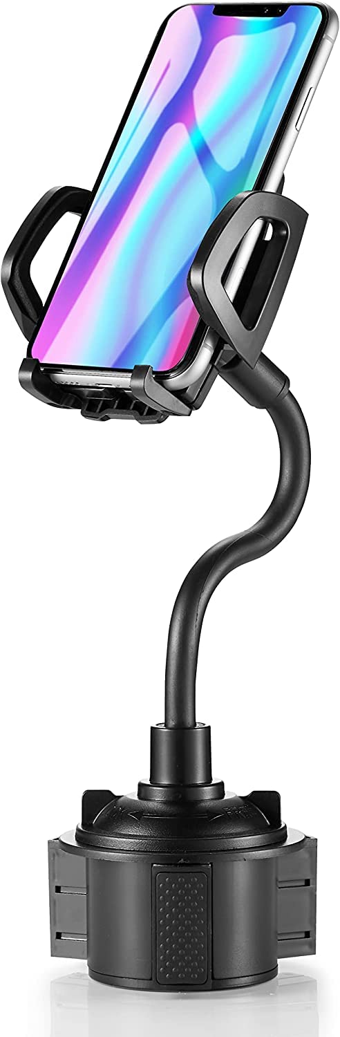 360° Rotating Adjustable Gooseneck Car Cup Holder Phone Mount - Universal Smartphone Holder for iPhone, Samsung, Pixel - Perfect for Road Trips, Commuting & GPS Navigation