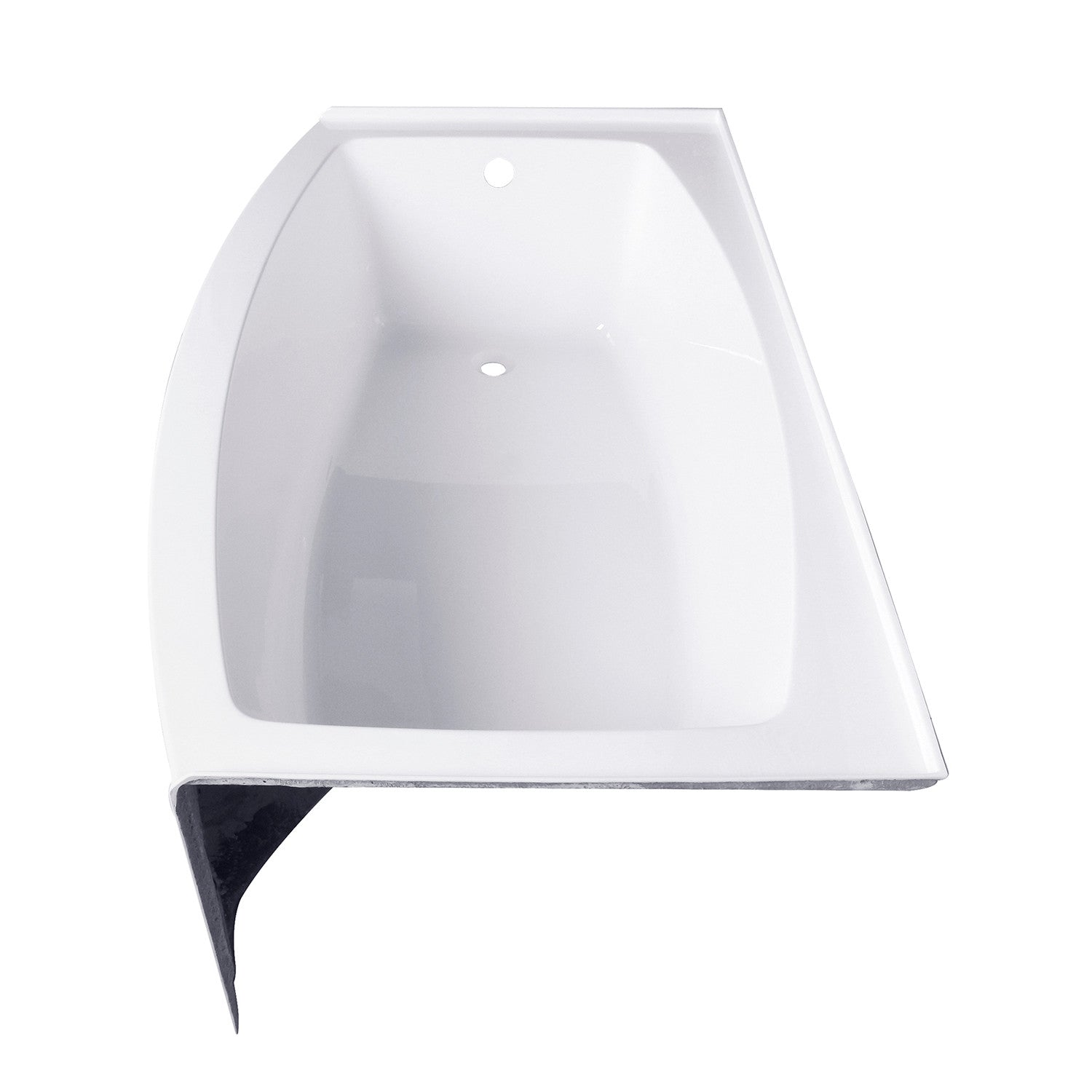 Aqua Eden 66-Inch Acrylic Curved Rectangular Apron 3-Wall Alcove Bathtub - Left Hand Drain, Glossy White - Perfect for Small Bathrooms & Modern Home Spa Experience