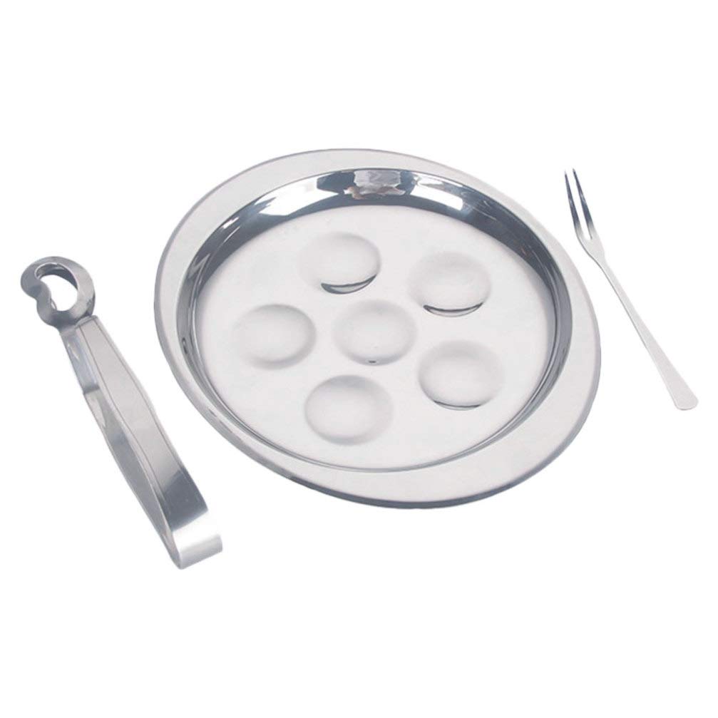 Premium Stainless Steel Escargot Grill Set - 6-Compartment Snail Cooking Dish with 4 Forks & Tong - Perfect for French Cuisine, Outdoor BBQ, and Gourmet Dining