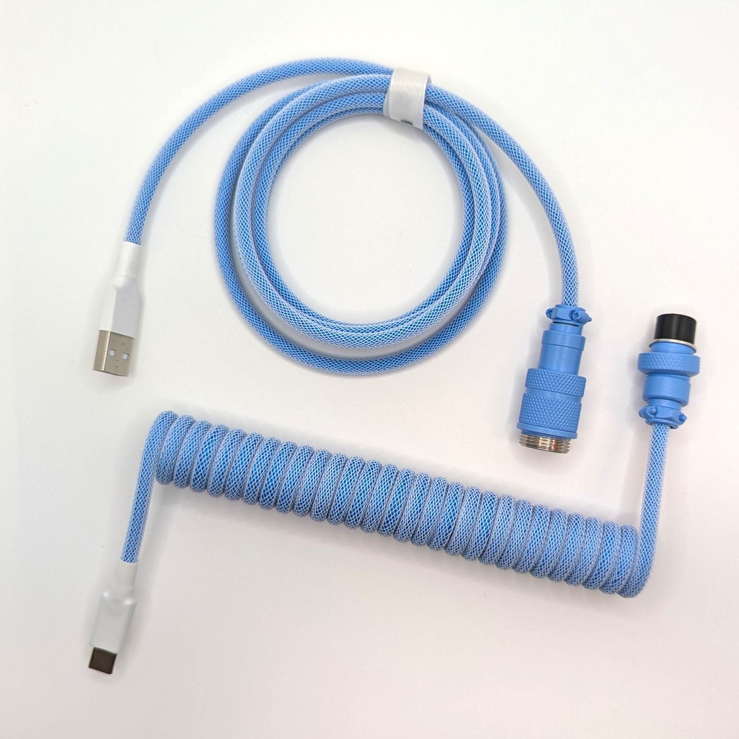 Premium Coiled USB-C Keyboard Cable - Durable & Tangle-Free for Mechanical Keyboards (Sky Blue) - Perfect for Gaming, Typing & Office Workstations
