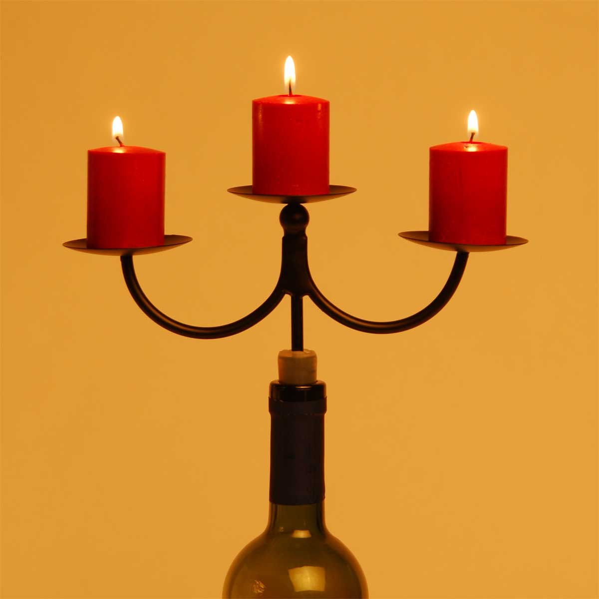 Afterglow Glass Bottle Candelabra Set - 3 Small Pillar Candles for Romantic Dinner, Wedding Centerpiece & Home Decor