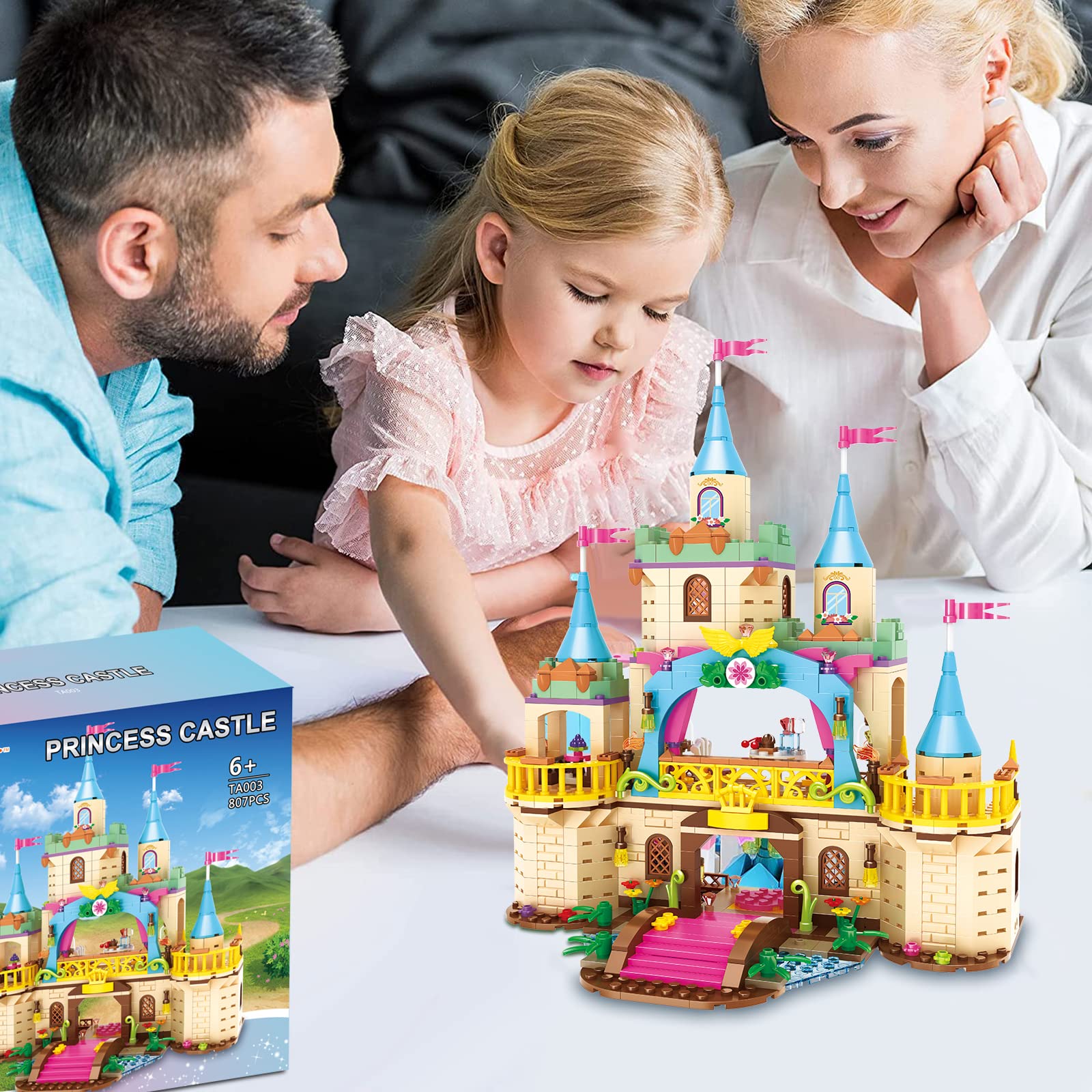 **Yellow Princess Castle Building Blocks Set - 807 PCS Kids Construction Toy for Girls, STEM Learning, Creative Play, Birthday & Christmas Gift - Perfect for Roleplay, Pretend Play & Educational Fun**