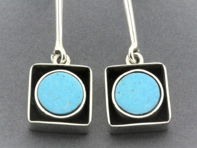 Turquoise Framed Stone Circle Earrings for Women – Boho Chic Jewelry for Casual & Party Wear