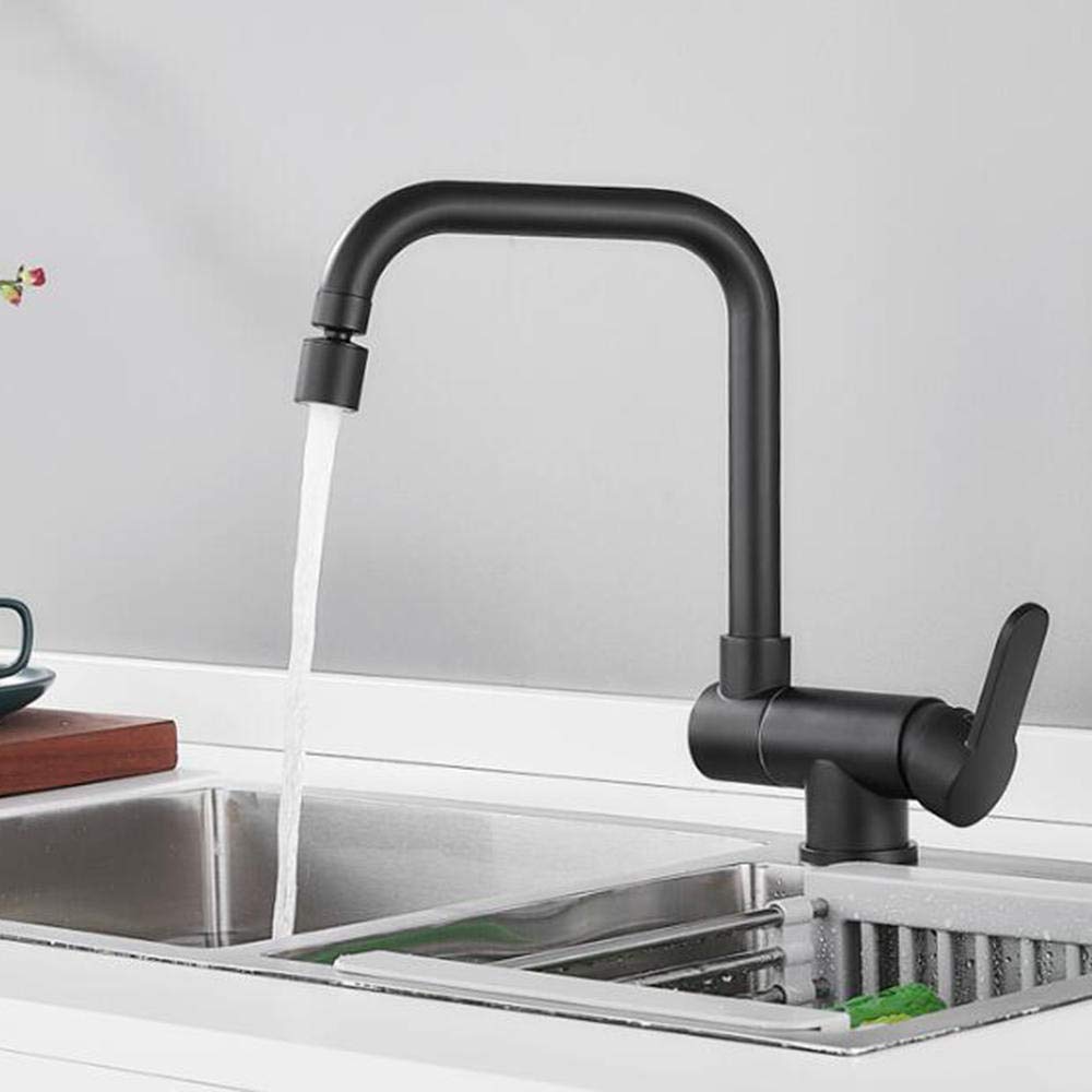 Black Brass Foldable Kitchen Sink Faucet with Rotating Dual Mode Outlet - Hot & Cold Water Mixer Tap for Inner Window Installation - Perfect for Modern Kitchens & Small Spaces