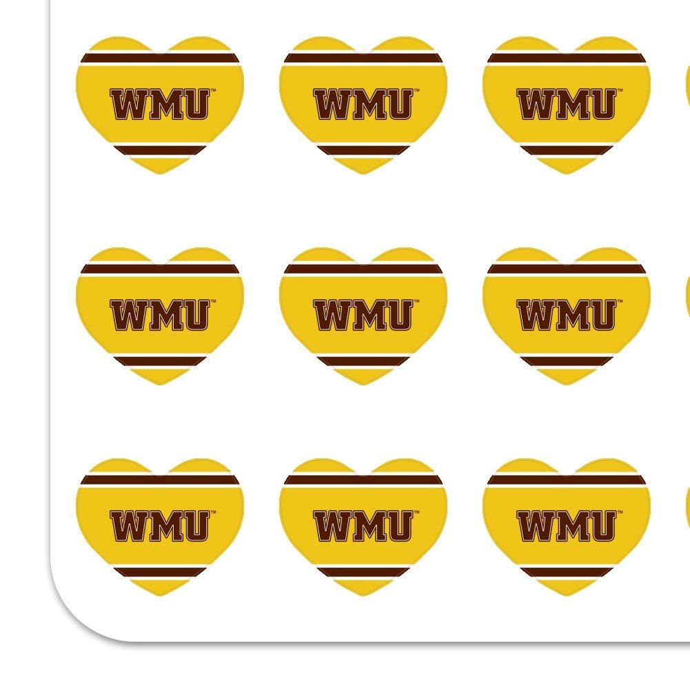 Western Michigan University WMU Stripes Heart Shaped Planner Stickers - Perfect for Scrapbooking, Bullet Journals & DIY Crafts - College Student Gifts & School Supplies