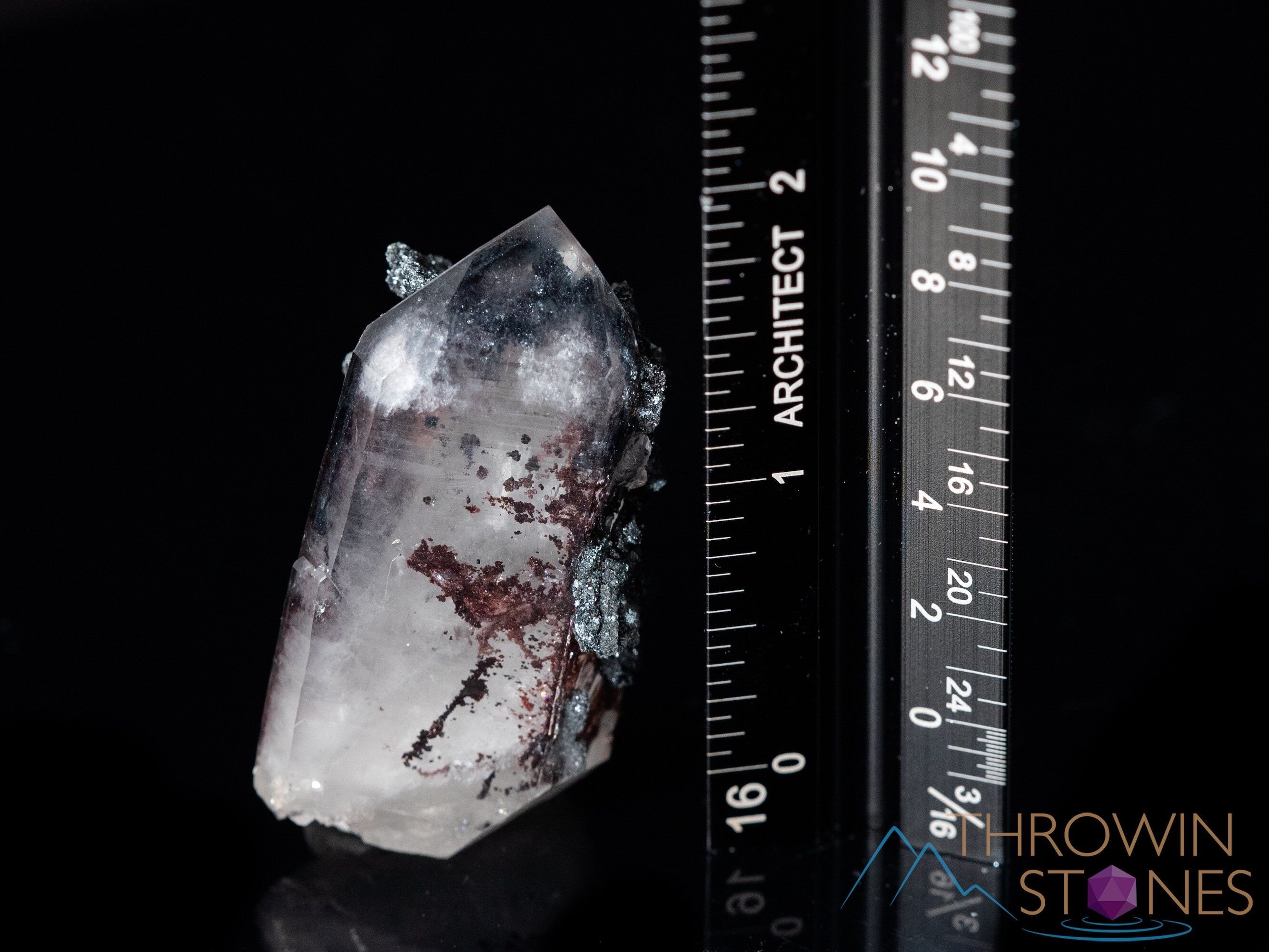 Natural Raw Quartz Crystal Cluster with Specular Hematite - Healing Stone, Housewarming Gift, Home & Office Decor, Meditation & Feng Shui Use