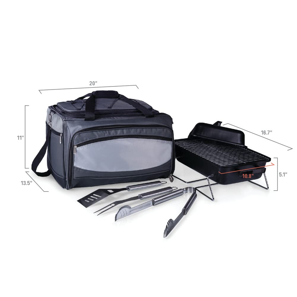 PICNIC TIME NCAA Unisex-Adult Portable Charcoal Grill & Cooler Tote - Perfect for Tailgating, Beach Parties, Camping and Outdoor BBQs
