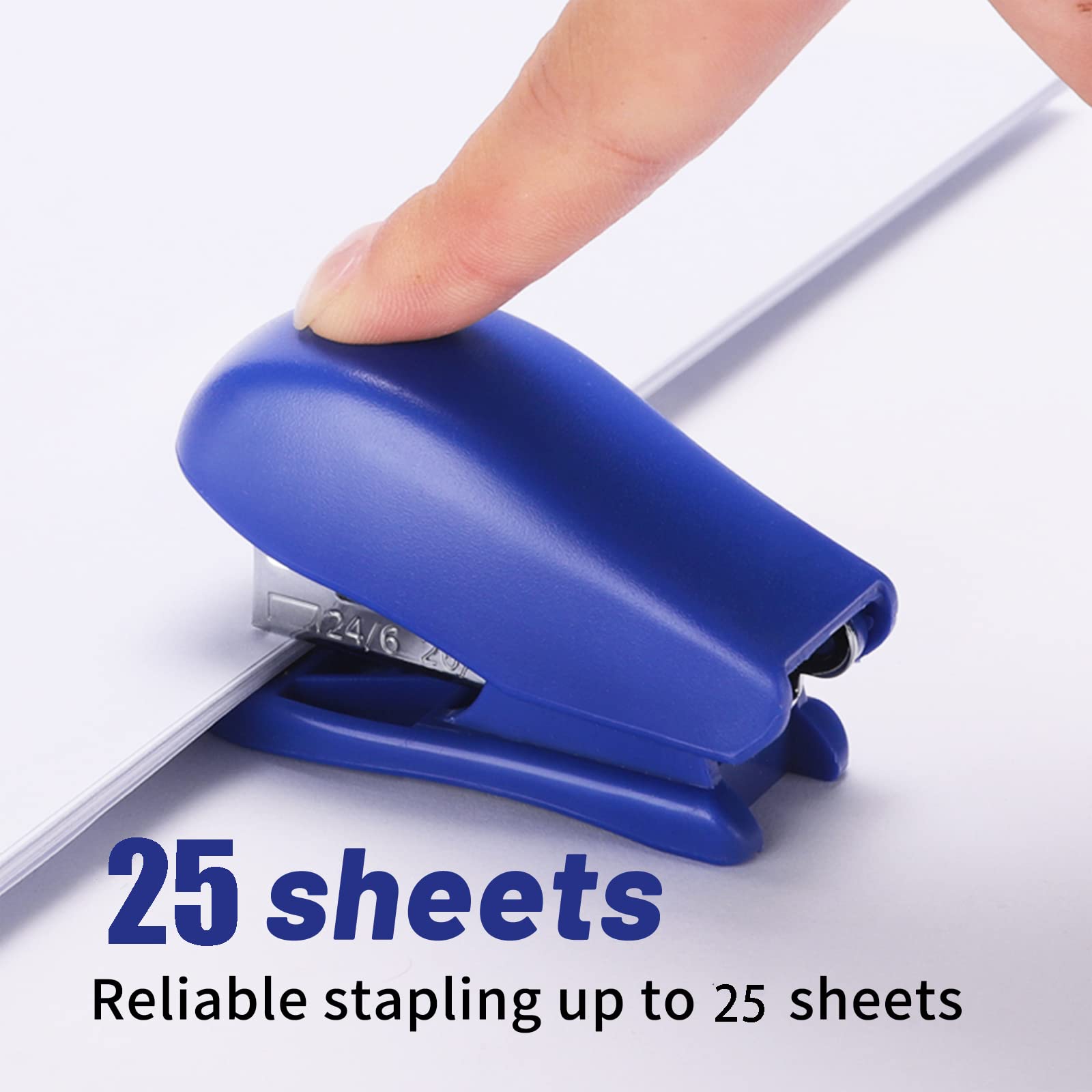 Mini Stapler with 640 Standard Staples - 25 Sheet Capacity Compact Office & School Desktop Stapler - Portable Travel Size for Home, Work & Study - Easy to Carry & Store (Black)