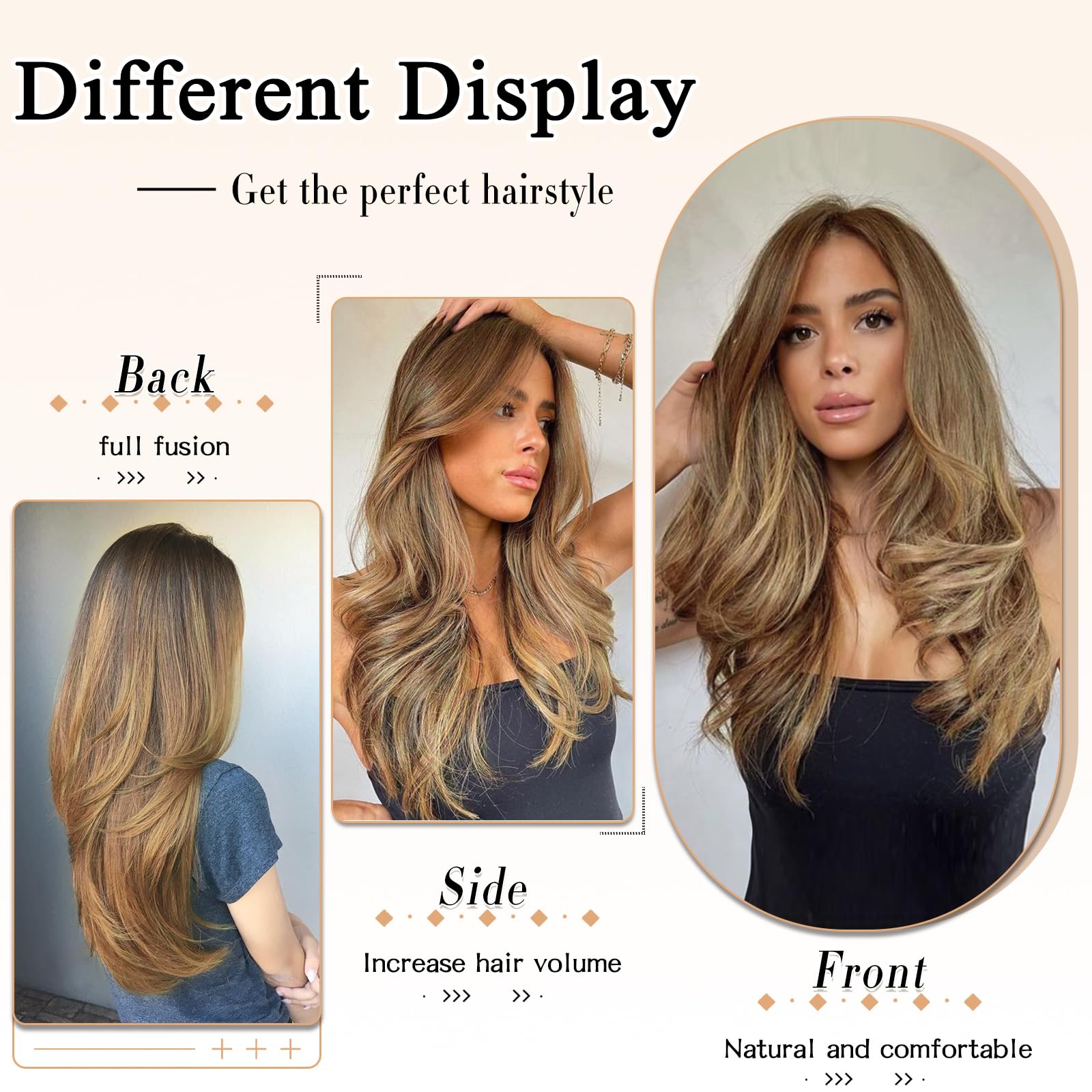 4PCS Clip-In Hair Extensions for Women – 20 Inch Thick Long Straight Layered Invisible Lace Weft – Perfect for Volume, Length & Styling – Great for Parties, Weddings & Daily Wear