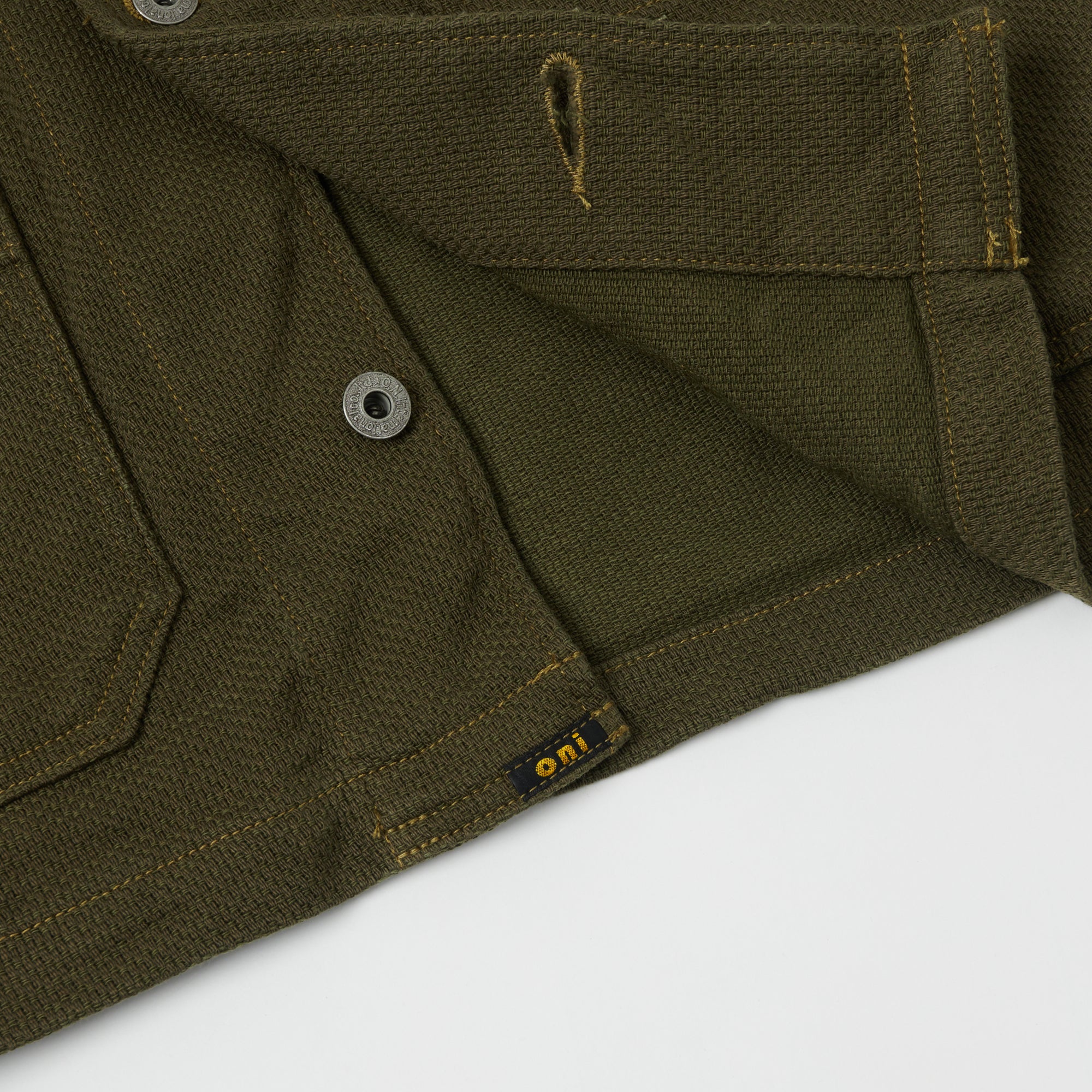 ONI 03100 OLVDR Sashiko Dobby Coverall Jacket - Olive Drab Workwear for Men | Durable & Stylish Utility Jacket for Outdoor Work, Hiking & Casual Wear
