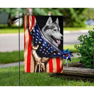 Motona Siberian Husky American US Garden Flag - Outdoor Decor for Dog Lovers, Husky Themed House & Yard Decoration - Perfect for Homes, Gardens, Patios & Dog Houses (Great Gift for Husky Enthusiasts)