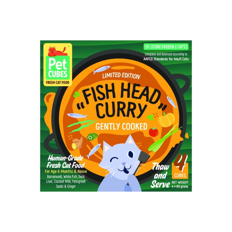 Premium Gently Cooked Fish Head Curry Frozen Cat Food - Grain-Free, High-Protein Pet Meal for Adult & Senior Cats - Perfect for Picky Eaters & Sensitive Stomachs - Ideal for Mealtime, Training Treats & Weight Management