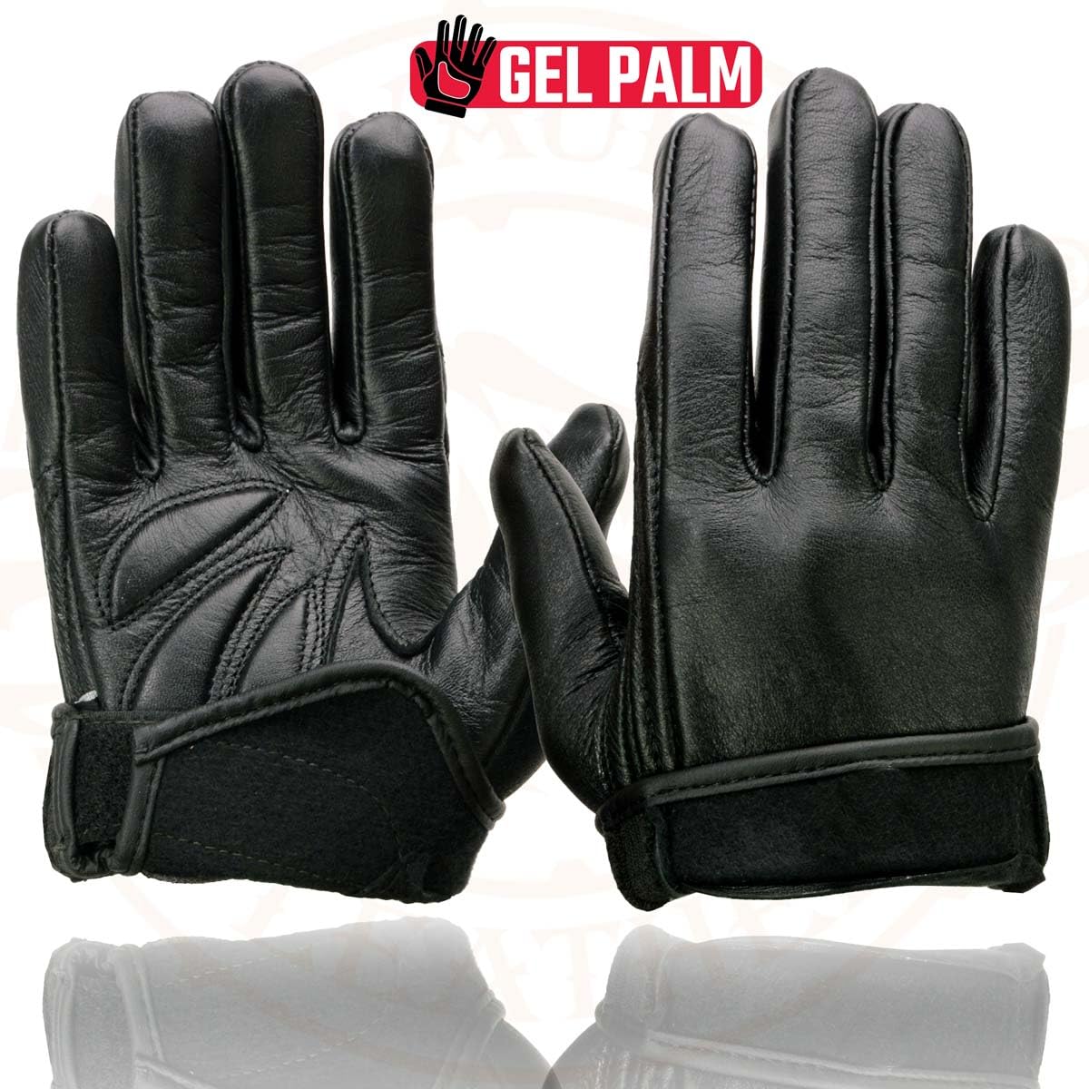 Milwaukee Leather MG7510 Men's Black Leather Motorcycle Gloves - Gel Padded Palm, Short Wrist & Full Panel Cover - Comfortable Riding Gloves for Cruiser, Touring & Street Bikes - Perfect for Long Rides & Commuting