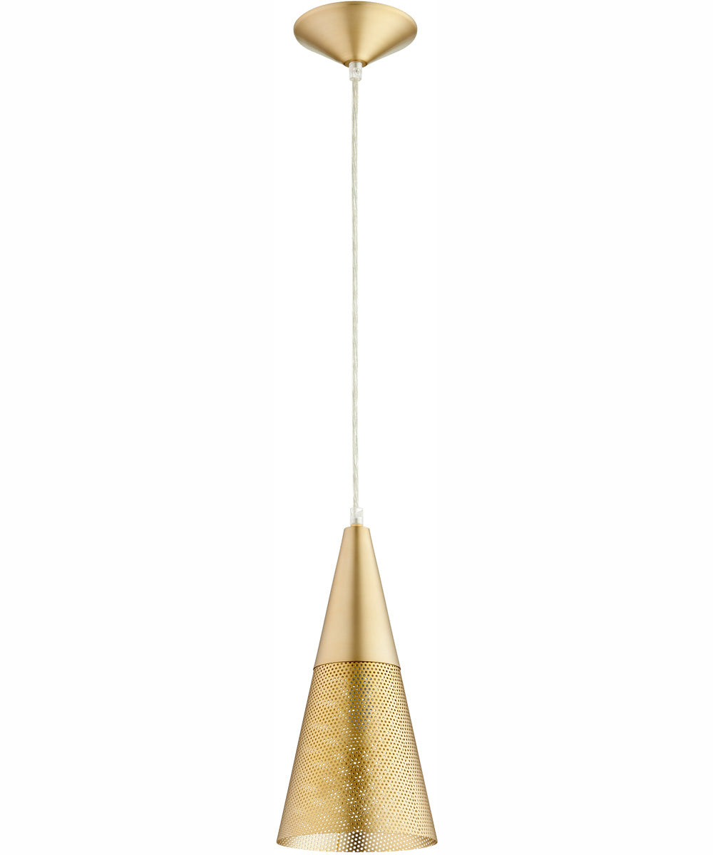 Vintage Aged Brass Pendant Light - Single Bulb Hanging Fixture for Dining Room, Kitchen Island, or Entryway Lighting