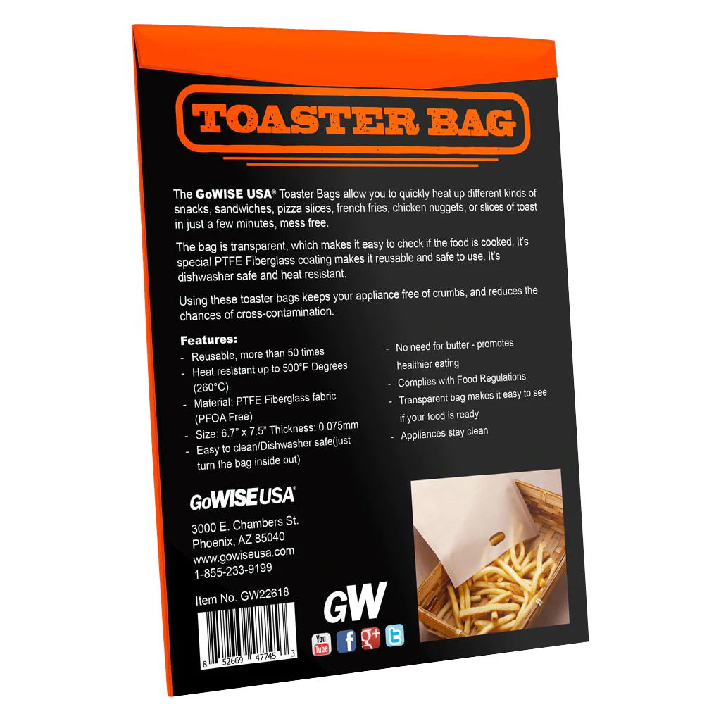 Non-Stick Reusable Toaster Bags - 2 Pack Heat Resistant Toast Bags for Sandwiches, Bagels & Pastries - Perfect for Breakfast, Office & Camping