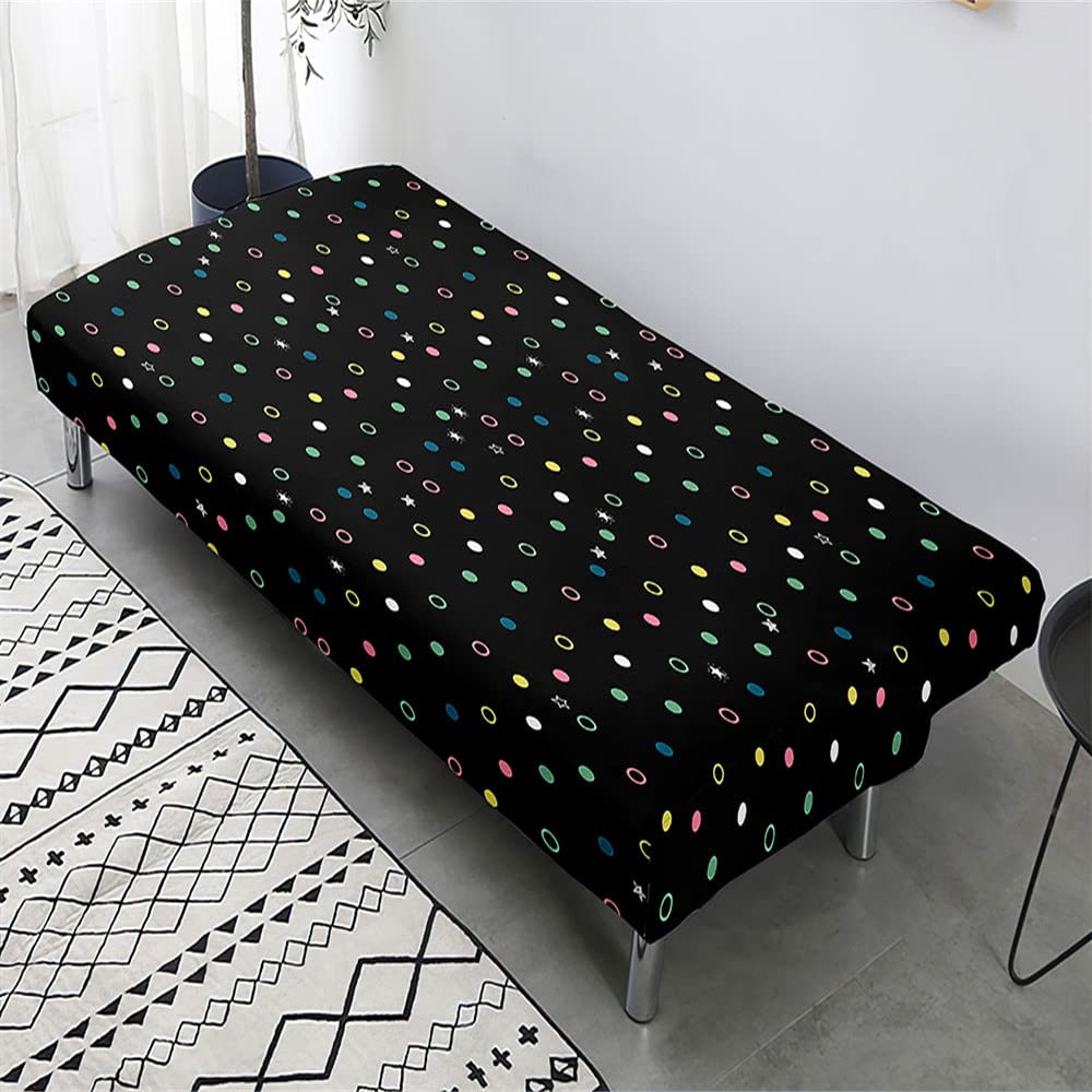 Stretch Armless Futon Cover - Soft Washable Polka Dot - Full Size for Home Decor