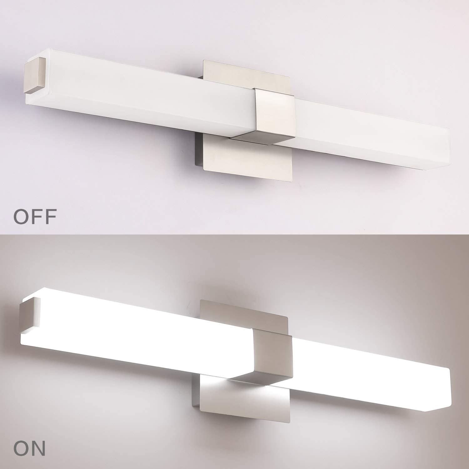 ZUZITO Modern LED Vanity Light Bar - Brushed Nickel Bathroom Lighting with Chrome Crystal Accents for Mirror, Makeup Area & Spa-Style Decor