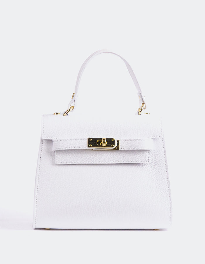 Vance Genuine White Leather Handbag - Stylish & Durable Women's Purse for Work, Travel & Everyday Use