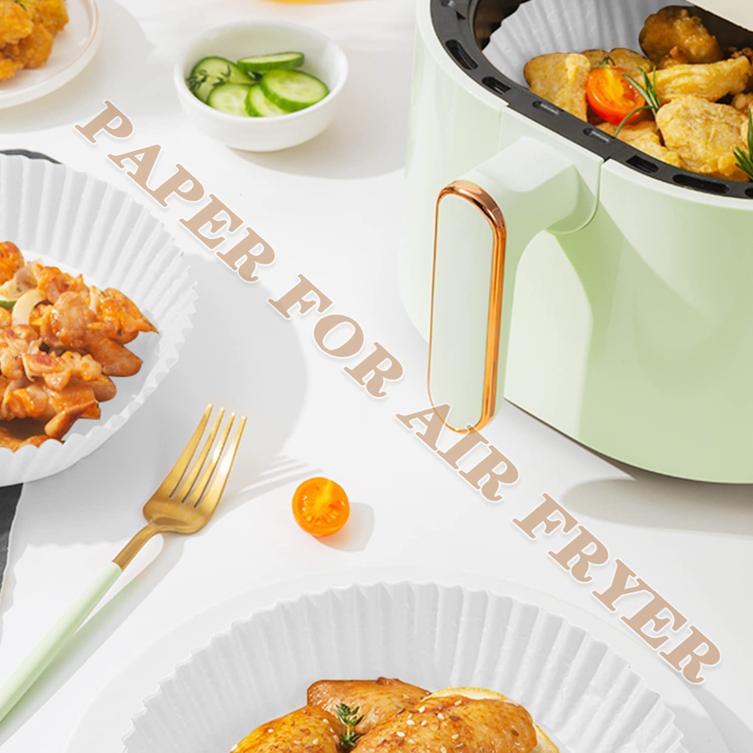 100PCS Non-Stick Air Fryer Paper Liners - 6.3 Inch Round Disposable Baking Sheets for Oil-Proof Cooking, Roasting & Microwaving | Perfect for Air Fryers, Baking, Meal Prep & Healthy Cooking