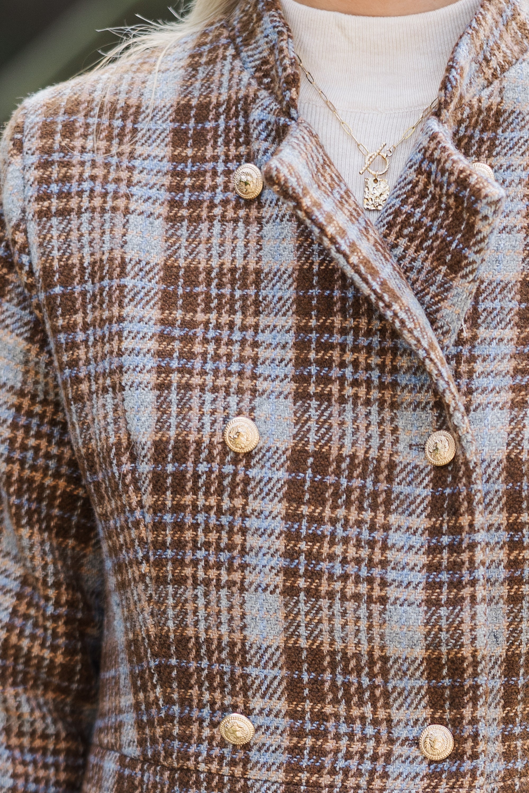 Stylish Brown Plaid Coat for Women - Trendy Fall & Winter Outerwear - Perfect for City Streets, Office & Casual Outings