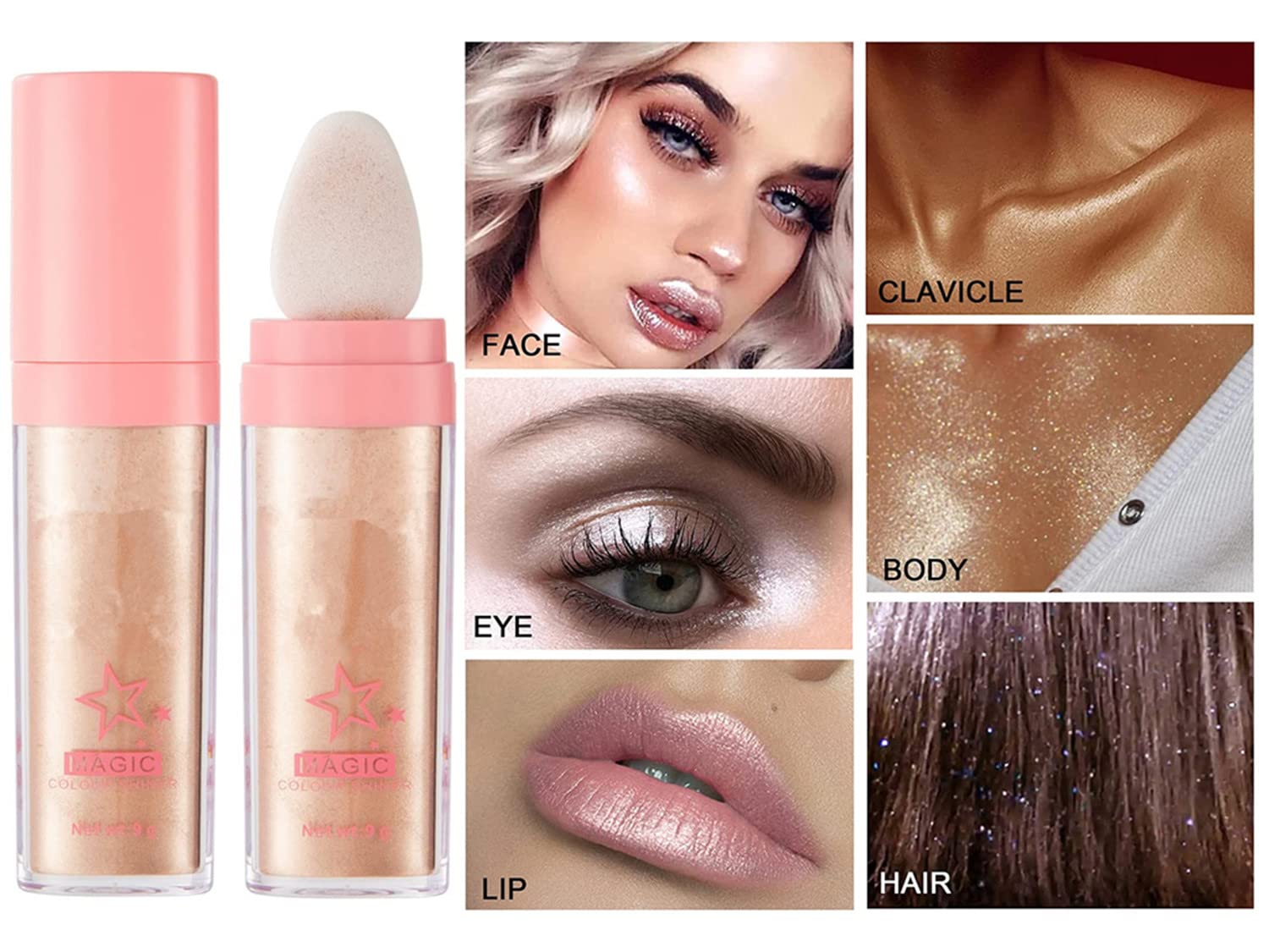 Fairy Highlighter Powder - Shimmering Body Highlighter Stick for Face, Arms, Collarbones & Legs | Glamaz Glitter Powder for Makeup & Body Art | Perfect for Parties, Festivals & Photo Shoots (White)