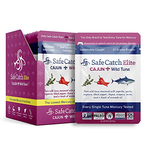 Safe Catch Elite Wild Tuna Steak - Lowest Mercury Tuna with Cajun Seasoning | Keto & Paleo Friendly | 12 Pack of 2.6oz Pouches | Perfect for Salads, Sandwiches & Healthy Meal Prep