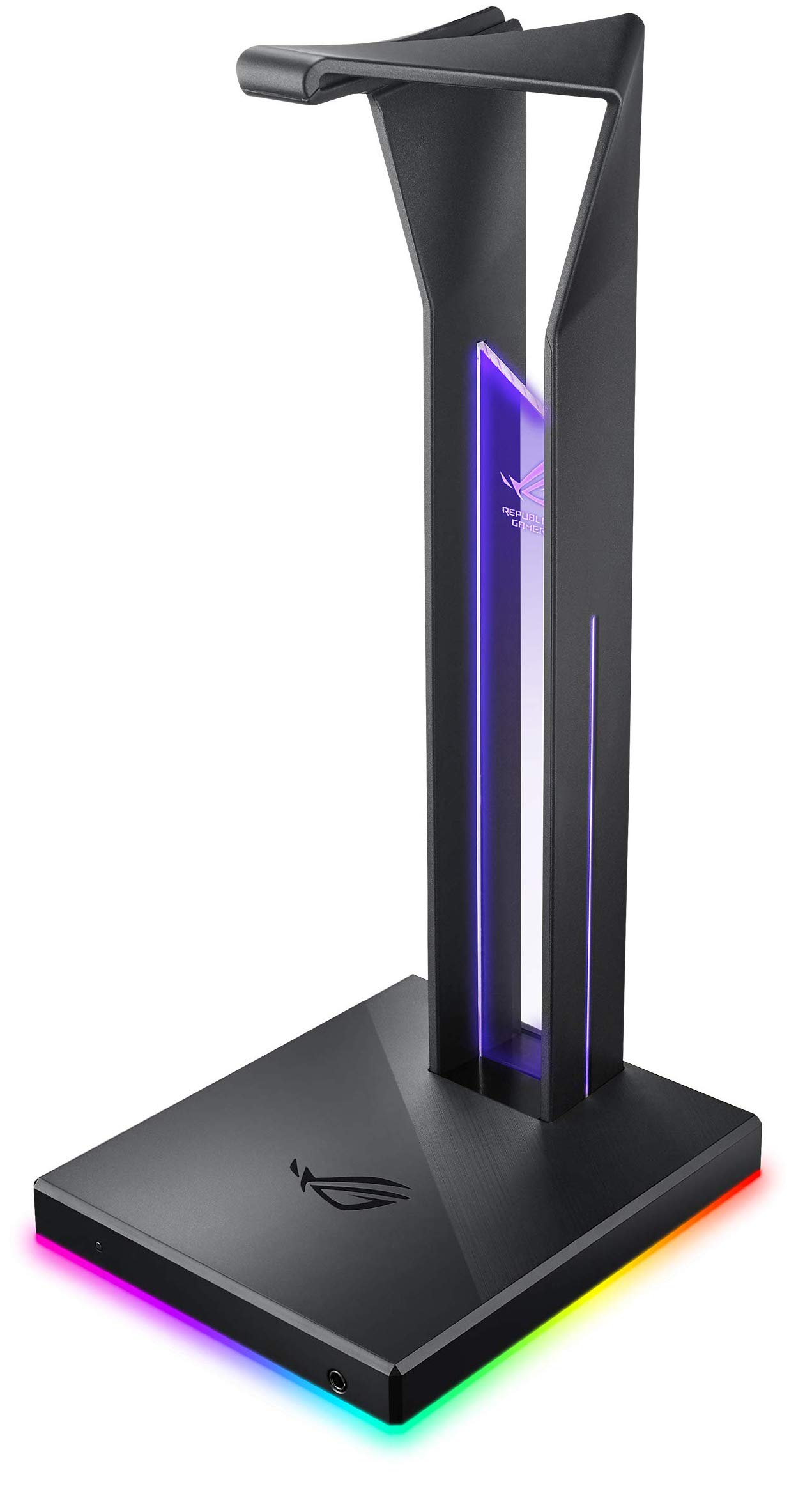 ASUS ROG Throne Qi Gaming Headset Stand with Wireless Charging | 2 USB Ports & Aux Input | Stable Arc Design | Built-In DAC & Amplifier for High-Quality Audio | Aura Sync RGB Lighting - Perfect for Gaming Setups & Workstations