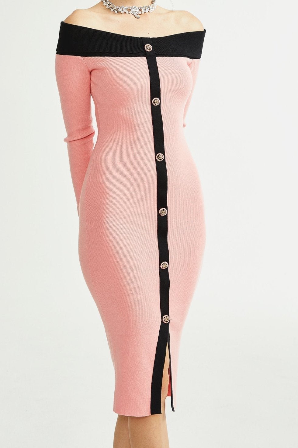 Elegant Carine Pink Midi Dress for Women - Flowy Summer Party & Wedding Guest Dress
