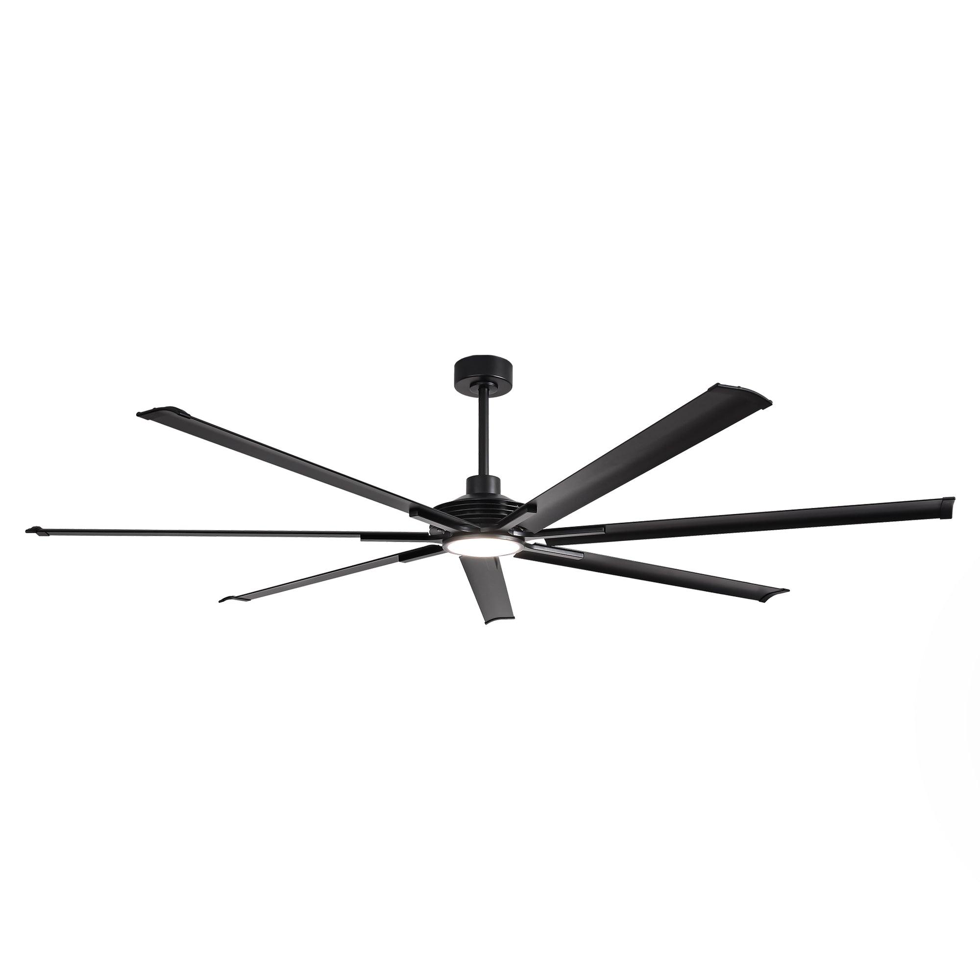 84 Inch & 100 Inch Large Black Ceiling Fan with Remote Control - Dimmable LED Light, Quiet Reversible Motor for Living Room, Bedroom, Patio - Energy Efficient Modern Home Cooling Solution