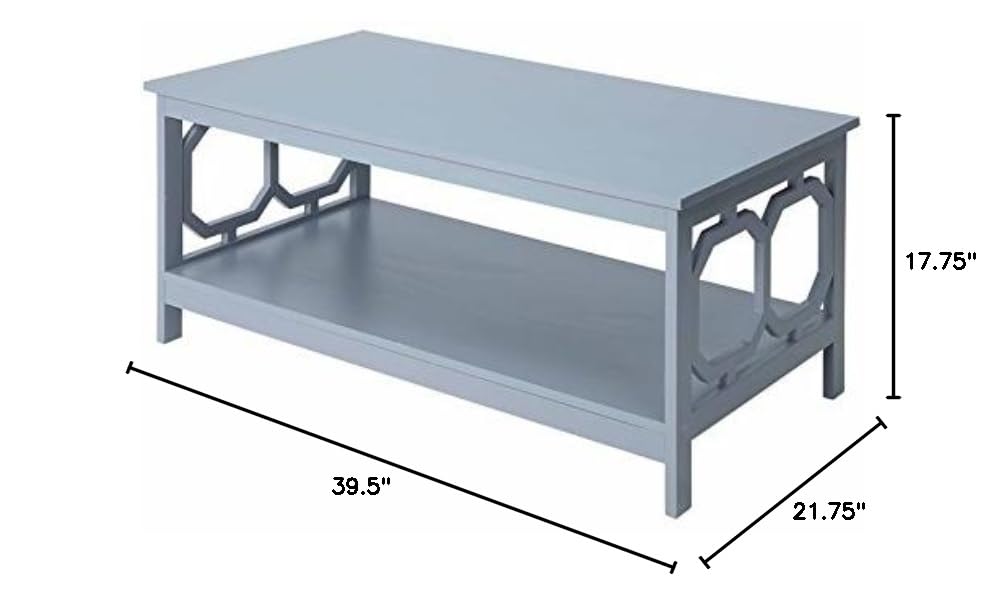 Pemberly Row Gray Wood Coffee Table with Shelf - Modern Living Room Furniture for Small Spaces, Home Decor & Stylish Storage Solution