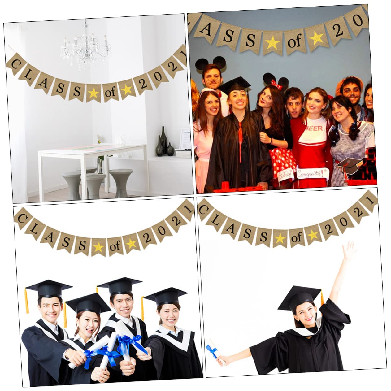 HOOTNEE Graduation Banner 2021 - Class of 21 Bunting Party Decorations, Wall Hanging Flag for Graduation Ceremony, Party & School Events - Perfect for Classroom, Home & Outdoor Celebrations