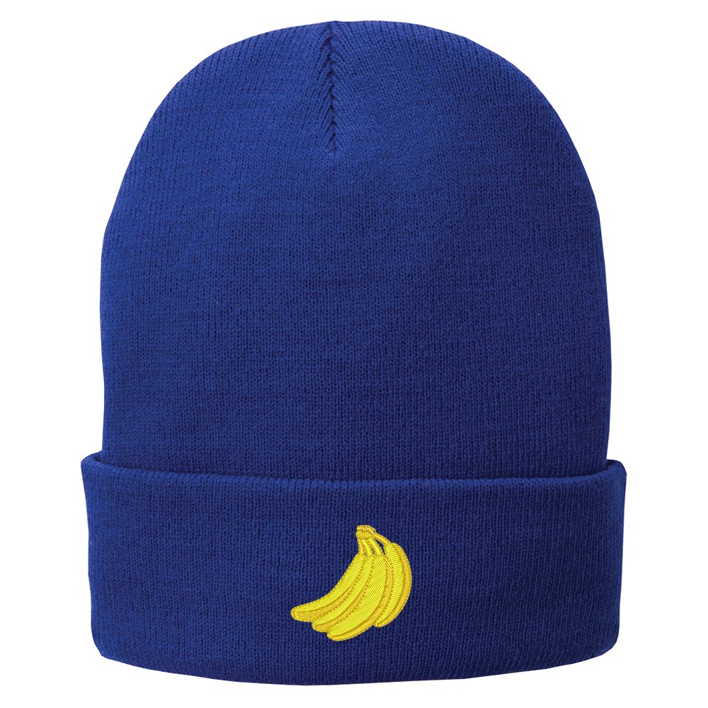 Trendy Bananas Embroidered Winter Knitted Long Beanie for Women & Men - Warm Fashionable Hat for Cold Weather, Outdoor Activities & Streetwear Style